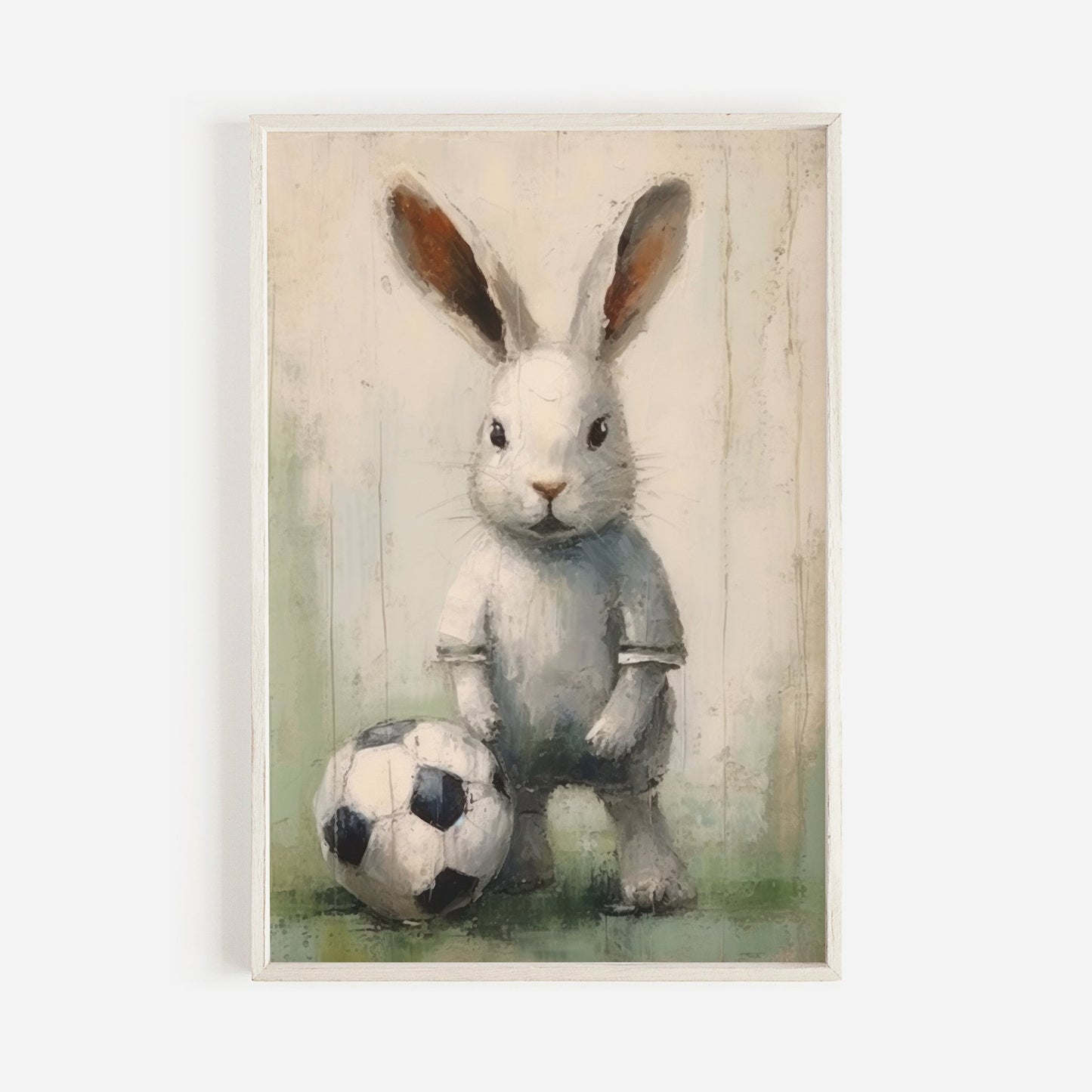 Bunny Nursery Decor, Vintage Rabbit Football Player Art, Kids Room Wall Decor - WildfieldPrints