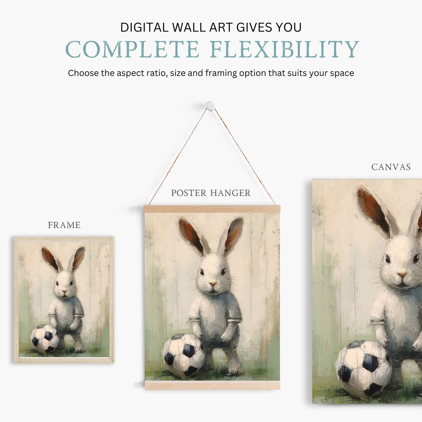 Bunny Nursery Decor, Vintage Rabbit Football Player Art, Kids Room Wall Decor - WildfieldPrints