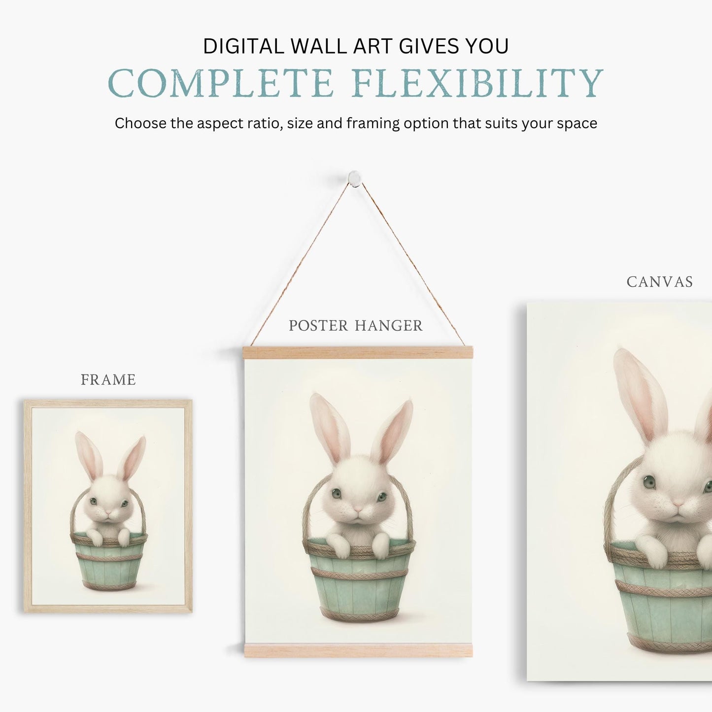 Bunny Nursery Print, Whimsical Rabbit Wall Decor, Baby Girl Room Art - WildfieldPrints