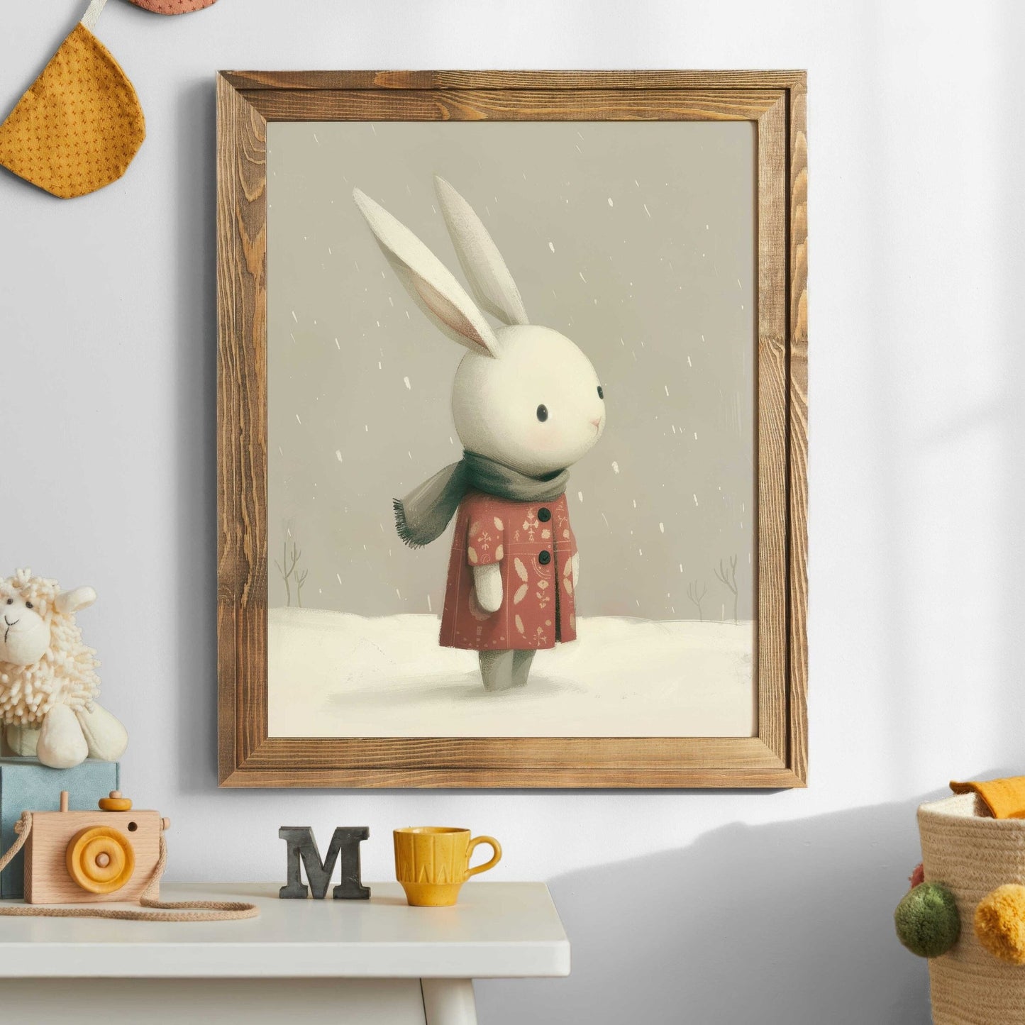 Bunny Nursery Wall Decor, Cute Animal Art for Children's Bedroom, Unique Nursery Art, Rabbit Print, Winter Nursery, PRINTABLE Kids Wall Art - My Store