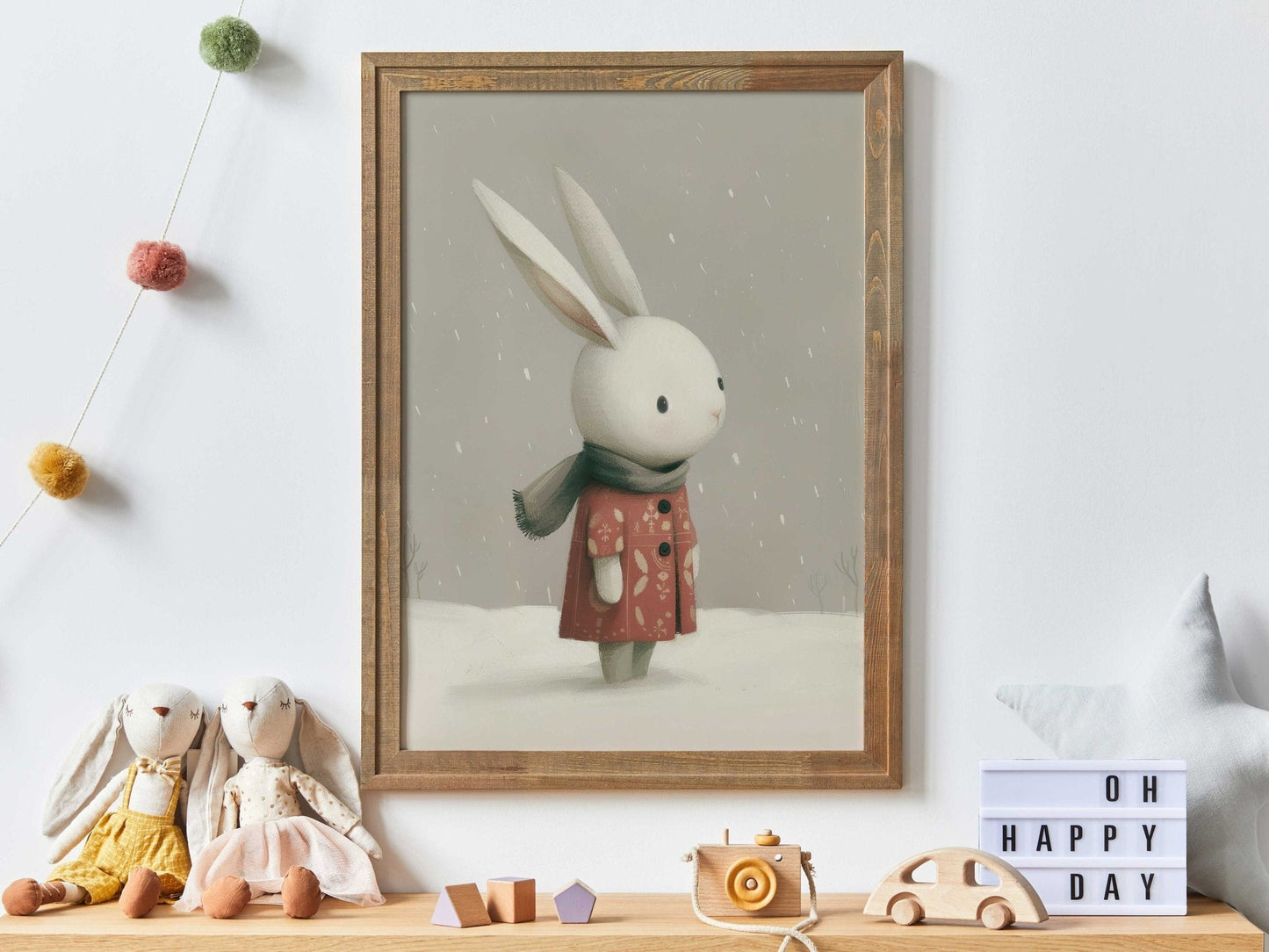 Bunny Nursery Wall Decor, Cute Animal Art for Children's Bedroom, Unique Nursery Art, Rabbit Print, Winter Nursery, PRINTABLE Kids Wall Art - My Store