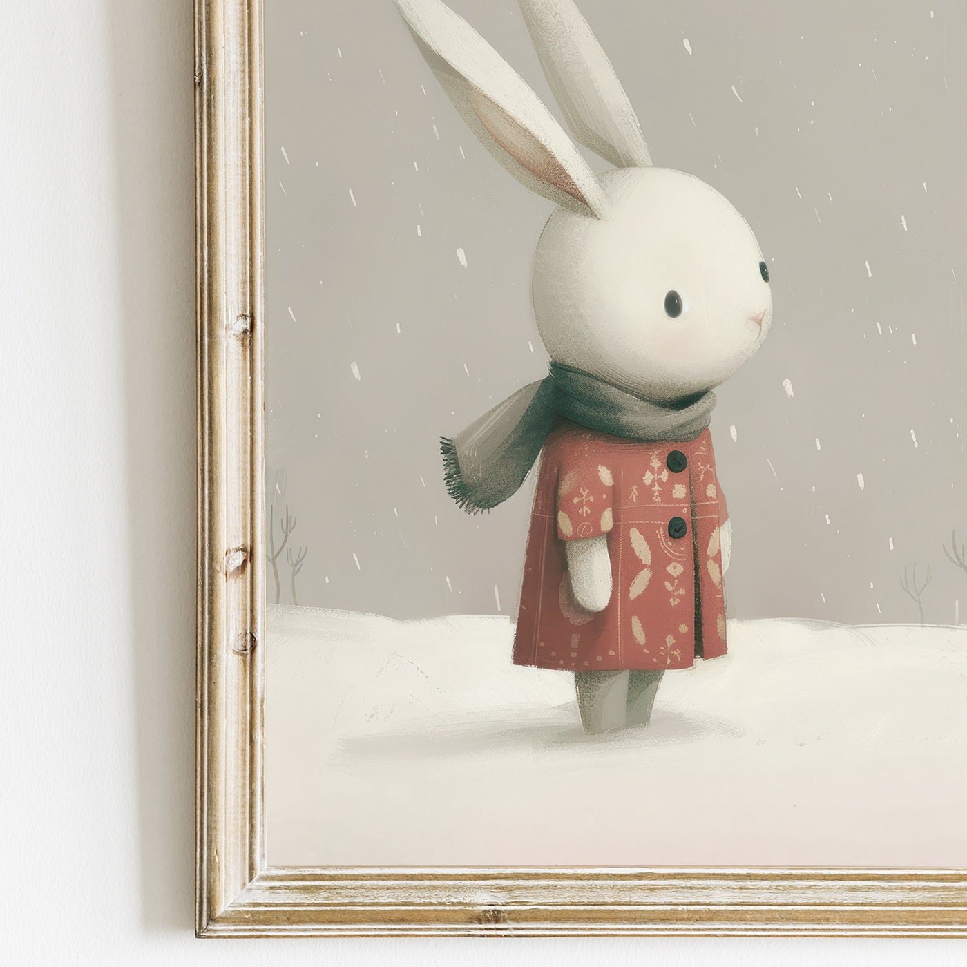 Bunny Nursery Wall Decor, Cute Animal Art for Children's Bedroom, Unique Nursery Art, Rabbit Print, Winter Nursery, PRINTABLE Kids Wall Art - My Store