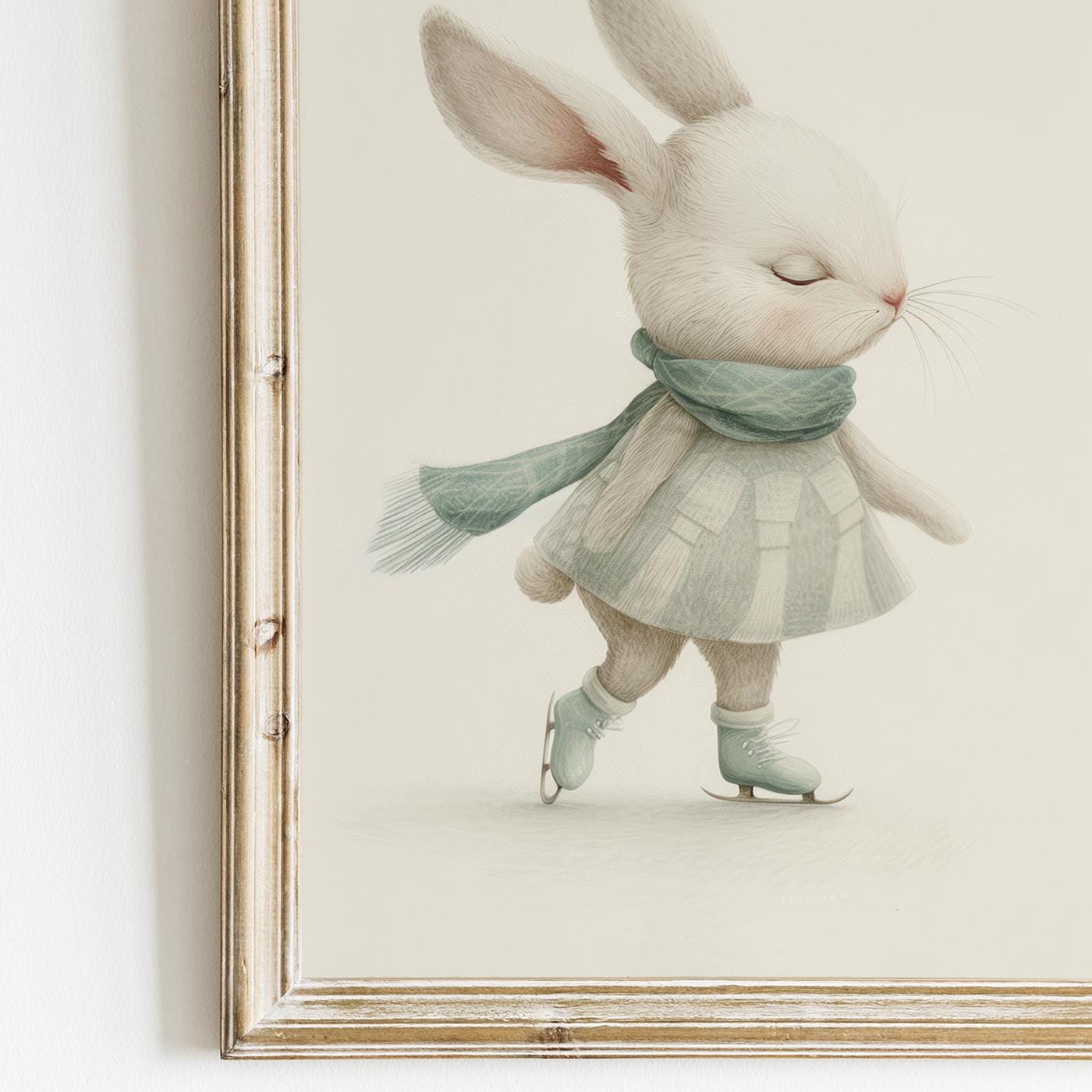 Bunny Nursery Wall Decor, Cute Animal Art for Kids' Rooms, Winter Print - WildfieldPrints