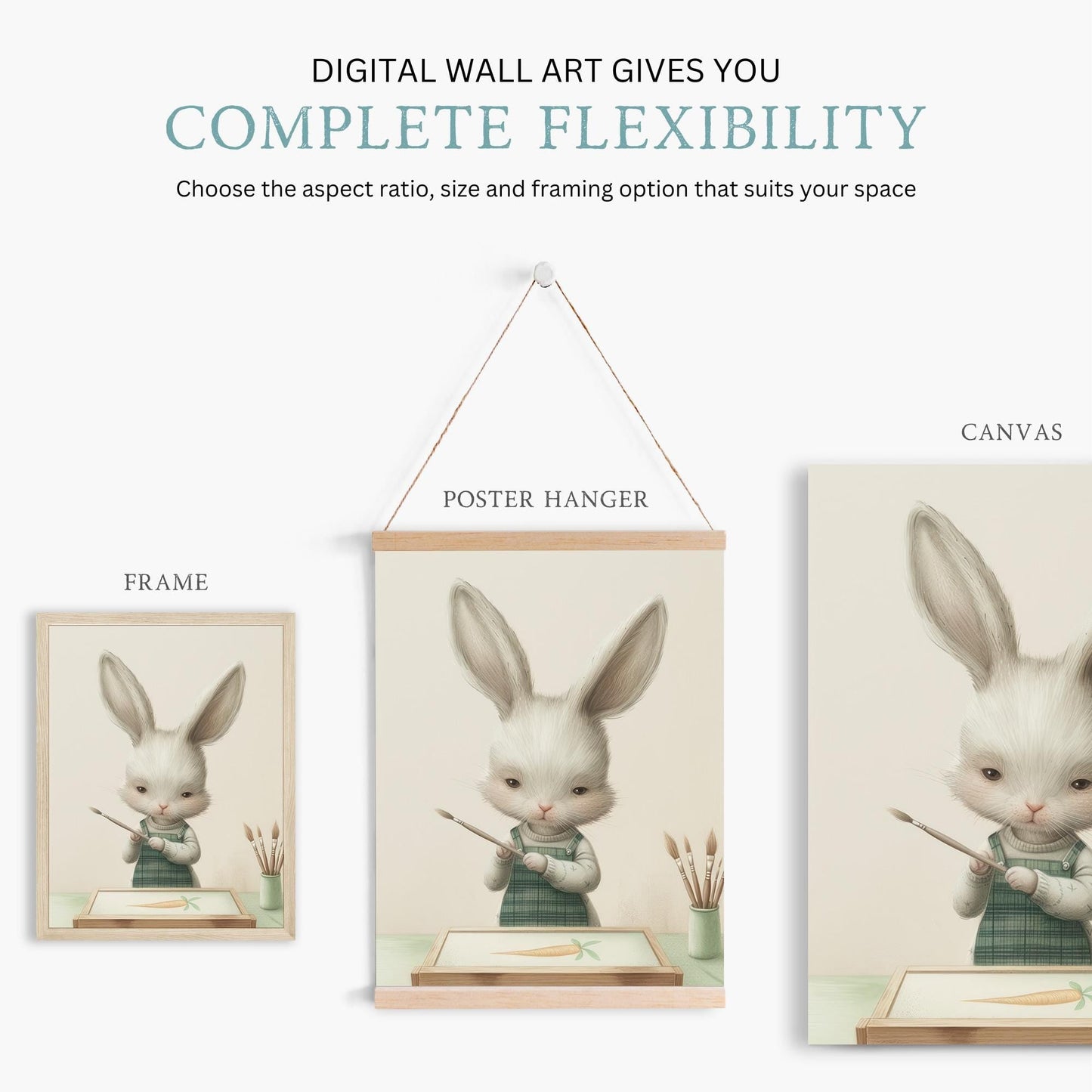 Bunny Nursery Wall Decor, Whimsical Animal Art for Kids' Room - WildfieldPrints