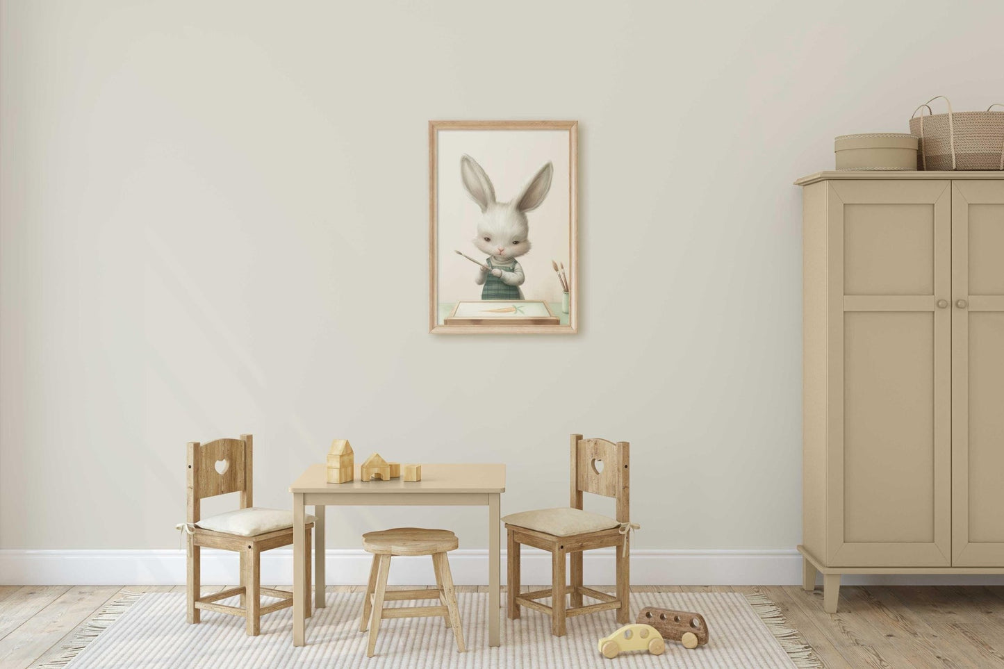 Bunny Nursery Wall Decor, Whimsical Animal Art for Kids' Room - WildfieldPrints