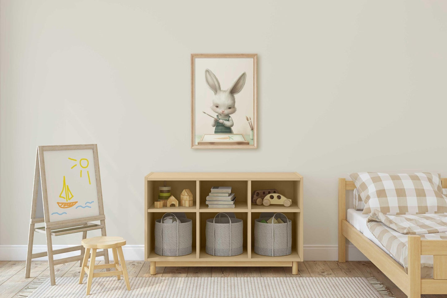 Bunny Nursery Wall Decor, Whimsical Animal Art for Kids' Room - WildfieldPrints