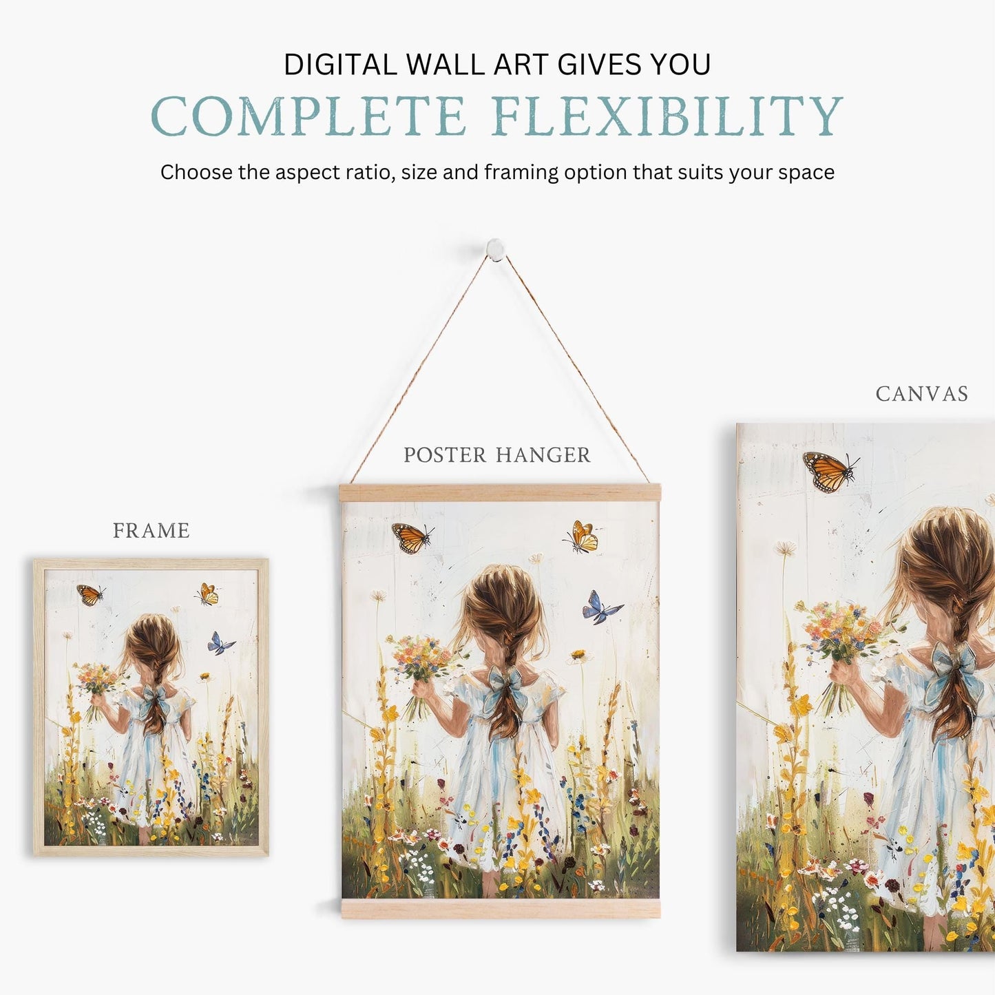 Butterfly Nursery Prints, Floral Girls Room Decor, Butterfly Wall Art - WildfieldPrints