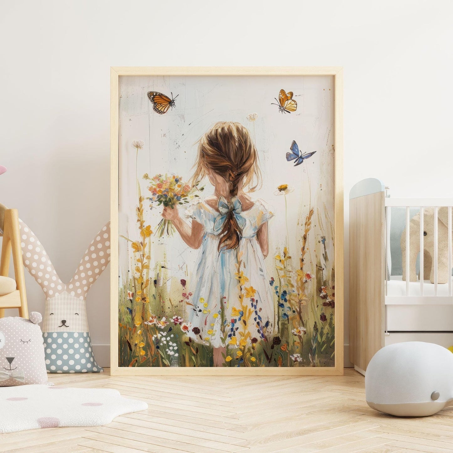 Butterfly Nursery Prints, Floral Girls Room Decor, Butterfly Wall Art - WildfieldPrints