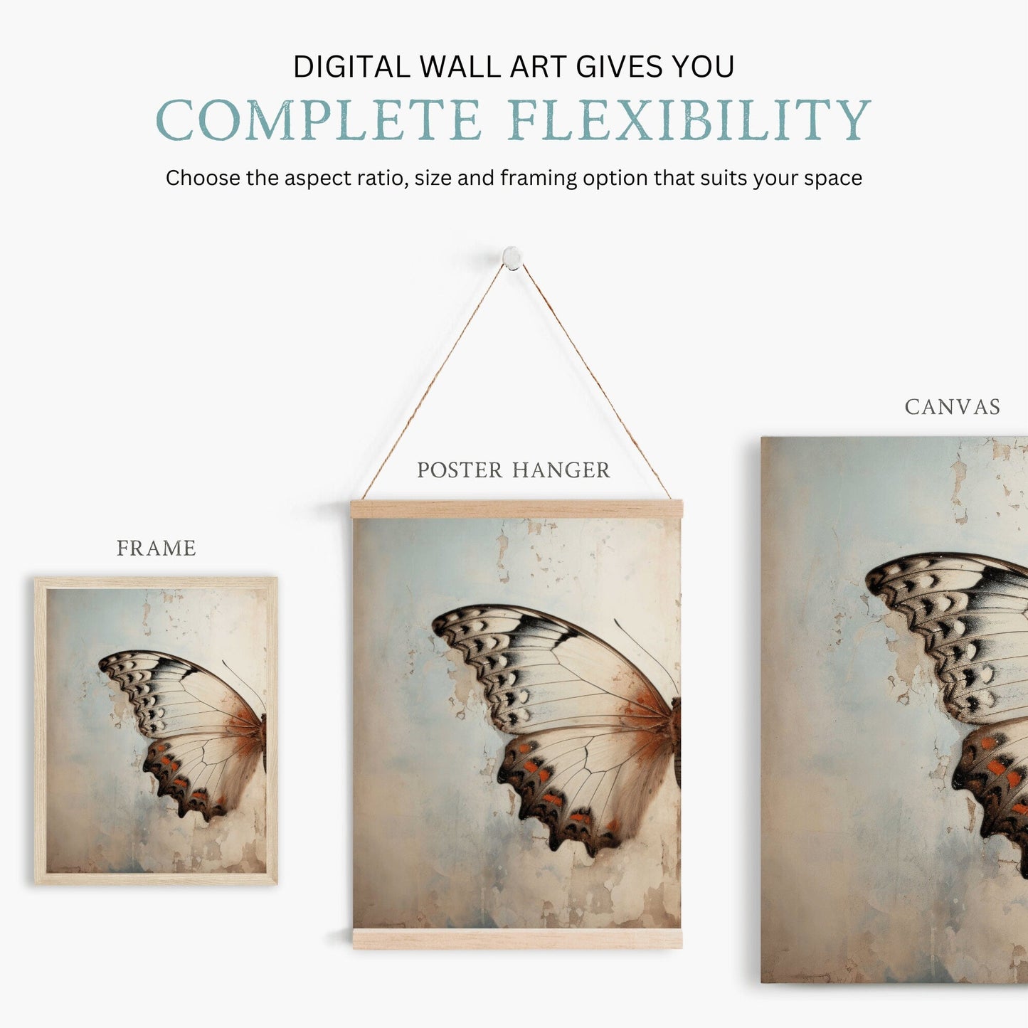 Butterfly Wall Art, Vintage Rustic Decor, Insect Print Collection - WildfieldPrints