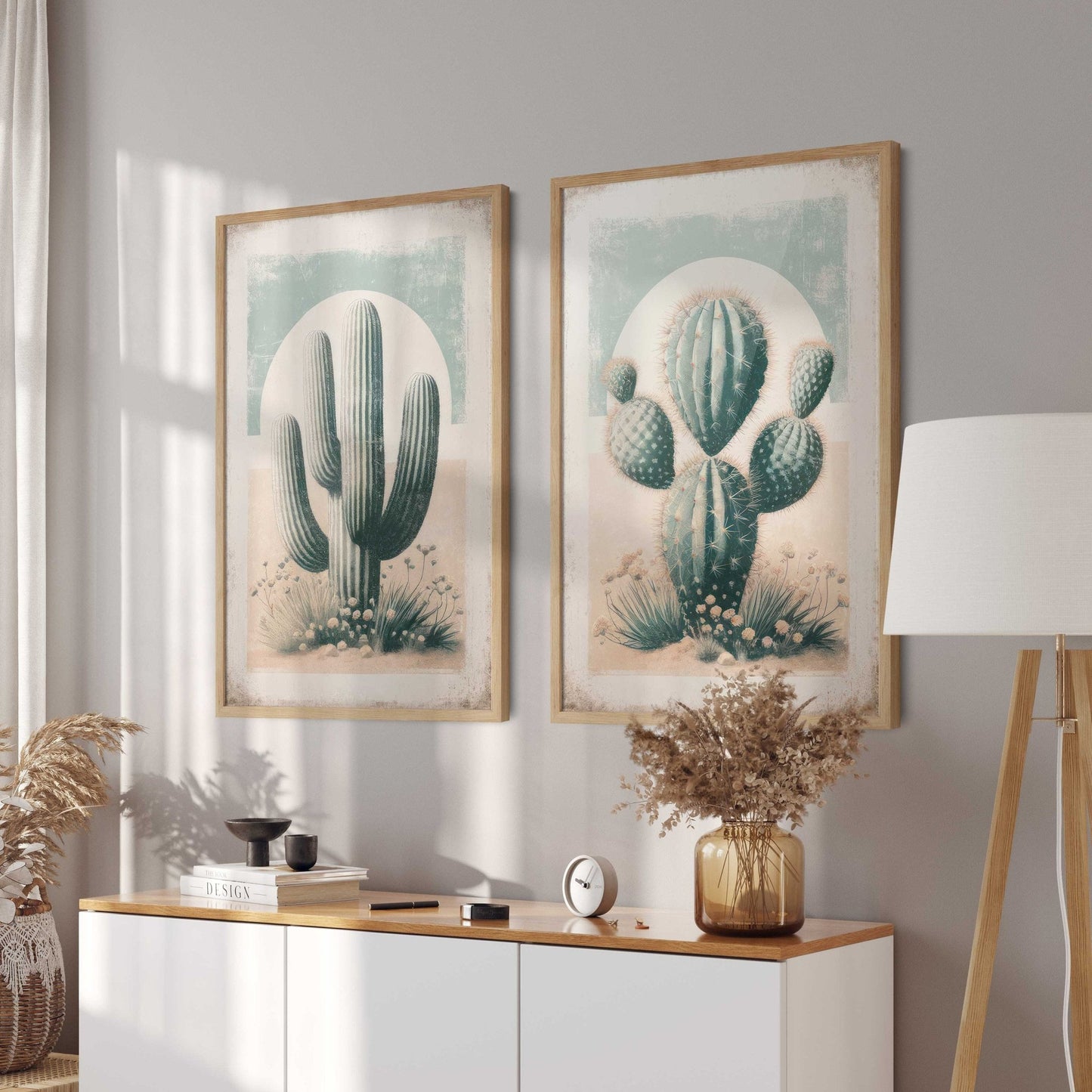 Cactus Wall Art, Vintage Boho Nursery Decor, Desert Print Collection - WildfieldPrints