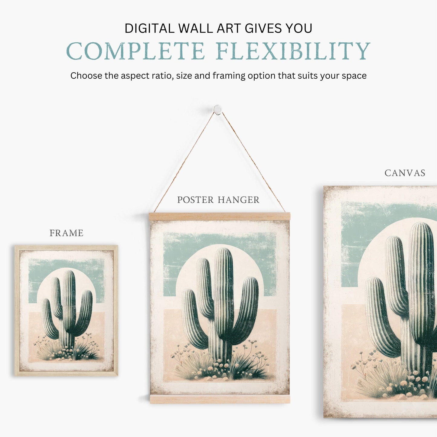 Cactus Wall Art, Vintage Boho Nursery Decor, Desert Print Collection - WildfieldPrints