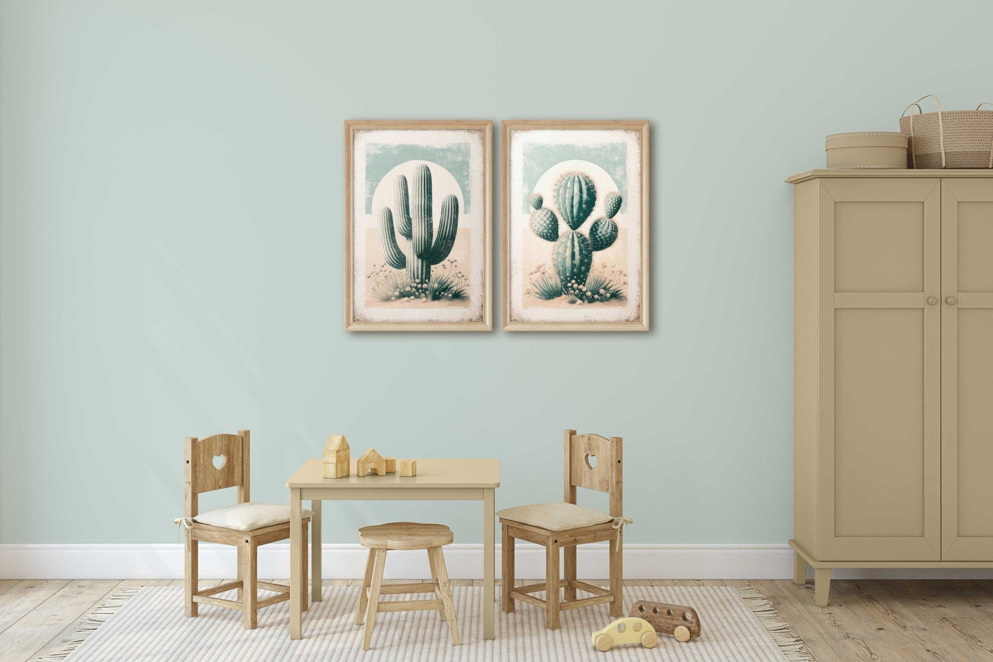 Cactus Wall Art, Vintage Boho Nursery Decor, Desert Print Collection - WildfieldPrints