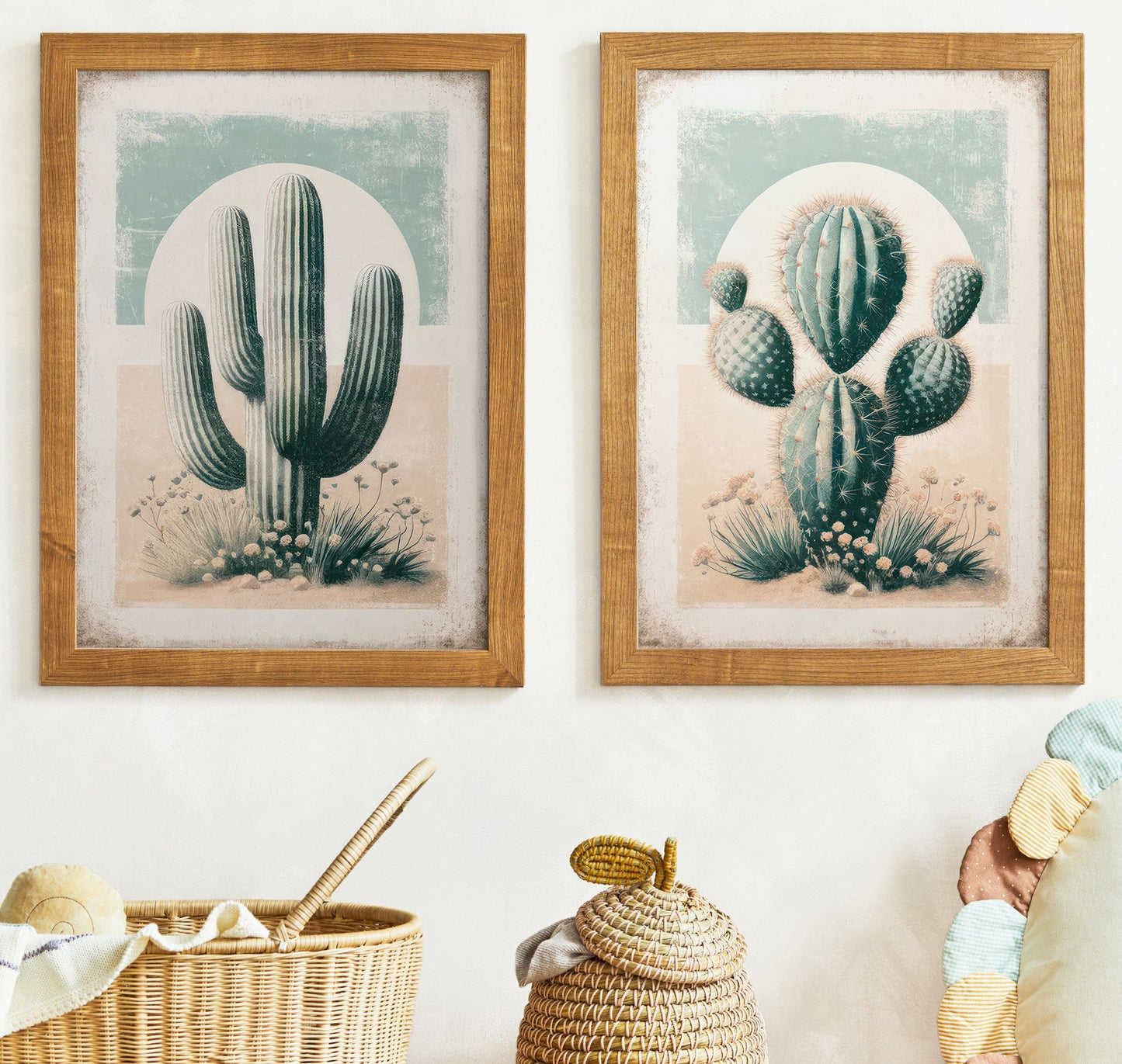 Cactus Wall Art, Vintage Boho Nursery Decor, Desert Print Collection - WildfieldPrints