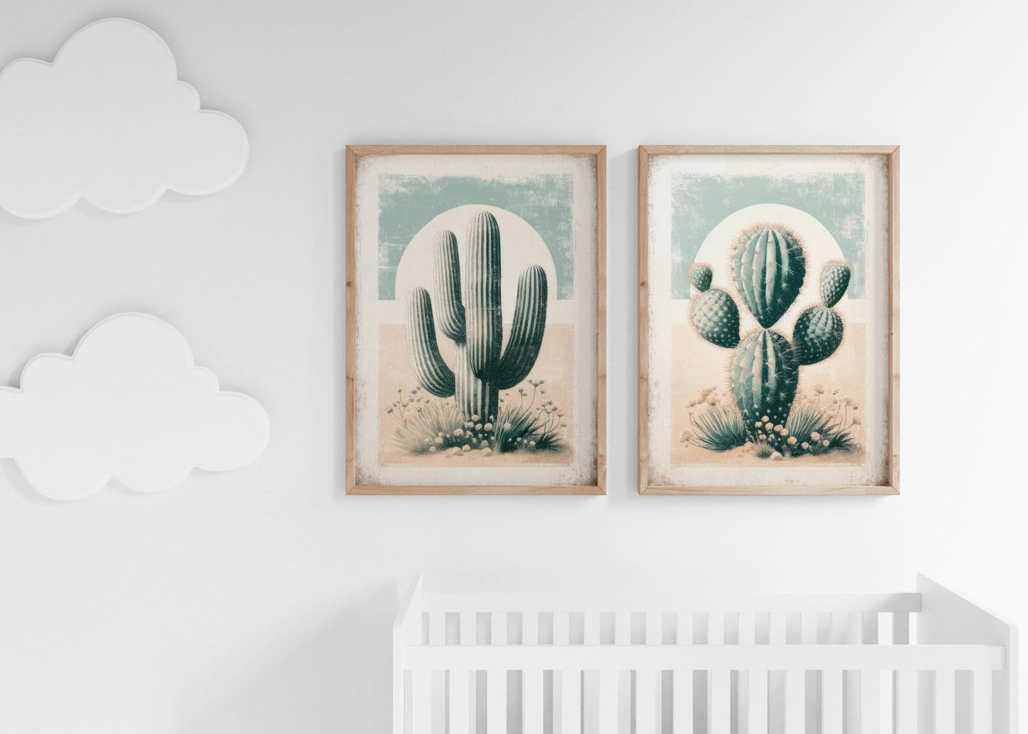 Cactus Wall Art, Vintage Boho Nursery Decor, Desert Print Collection - WildfieldPrints