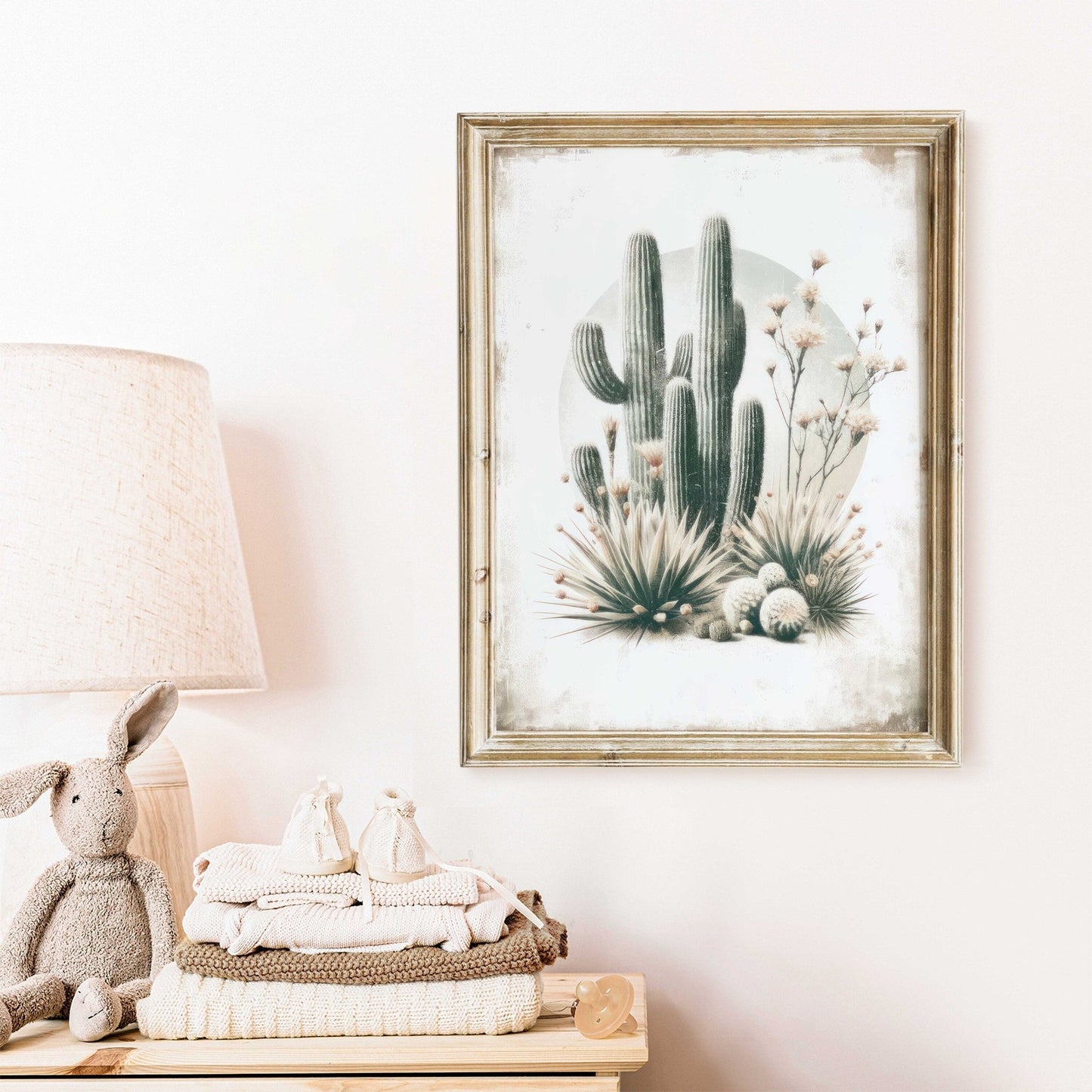 Cactus Wall Art, Vintage Boho Nursery Decor, Saguaro Print - WildfieldPrints