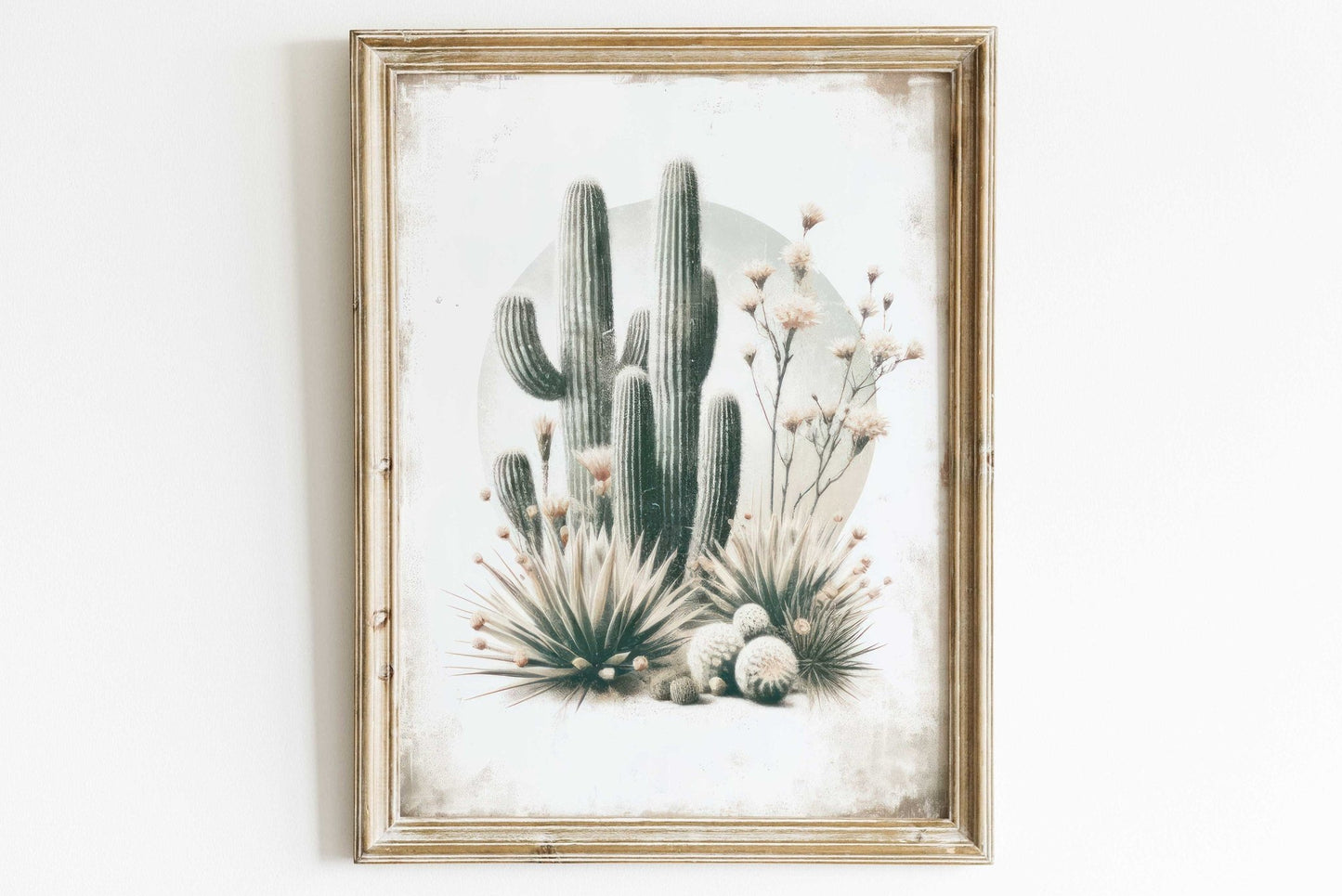 Cactus Wall Art, Vintage Boho Nursery Decor, Saguaro Print - WildfieldPrints