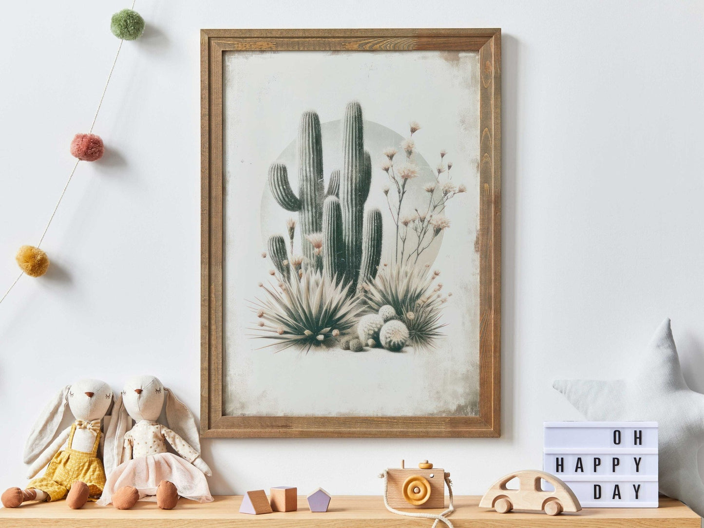 Cactus Wall Art, Vintage Boho Nursery Decor, Saguaro Print - WildfieldPrints