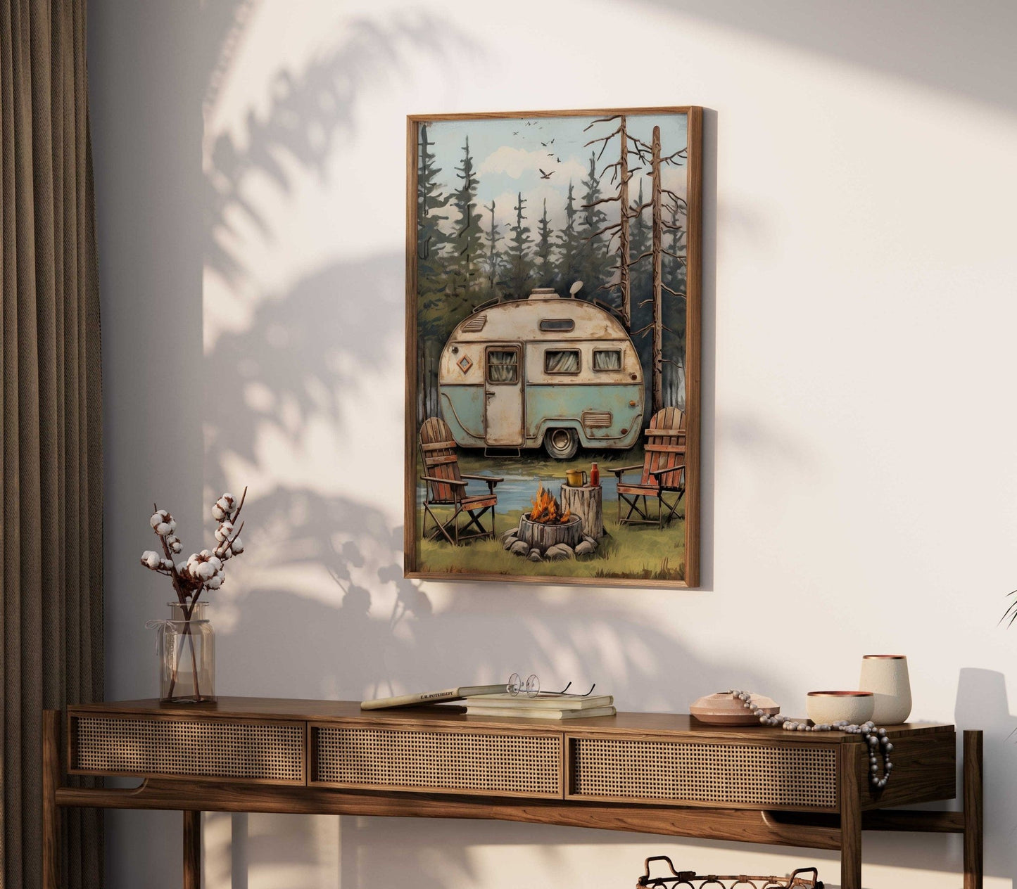 Camping Wall Art, Vintage Caravan Print, Rustic Decor for Nature Lovers - WildfieldPrints