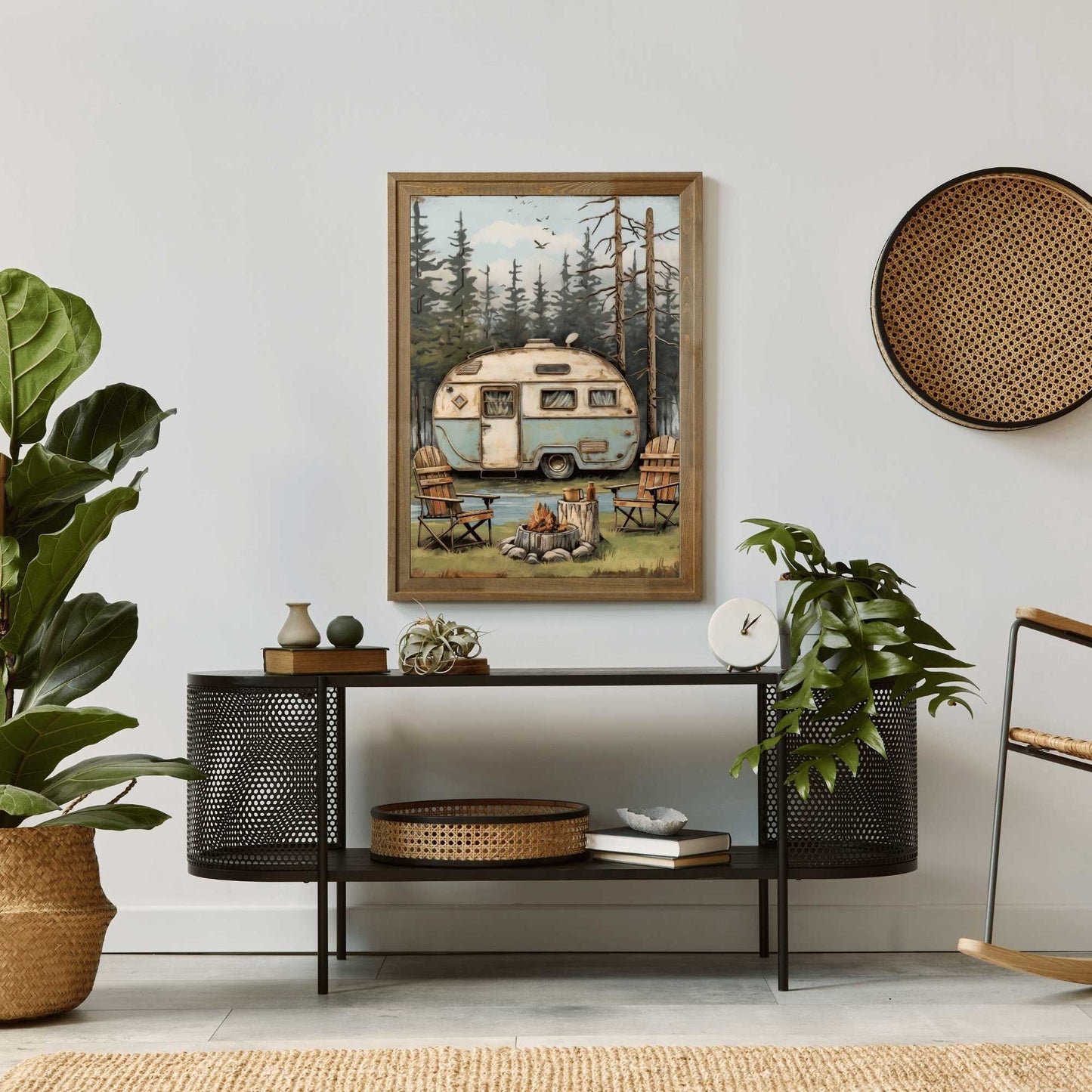 Camping Wall Art, Vintage Caravan Print, Rustic Decor for Nature Lovers - WildfieldPrints