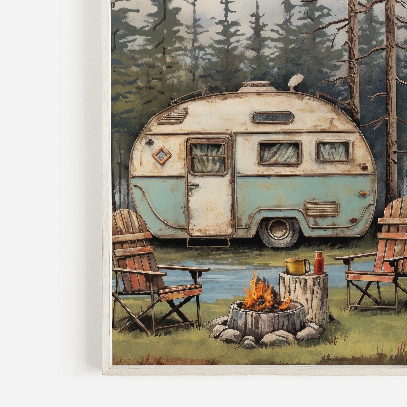 Camping Wall Art, Vintage Caravan Print, Rustic Decor for Nature Lovers - WildfieldPrints