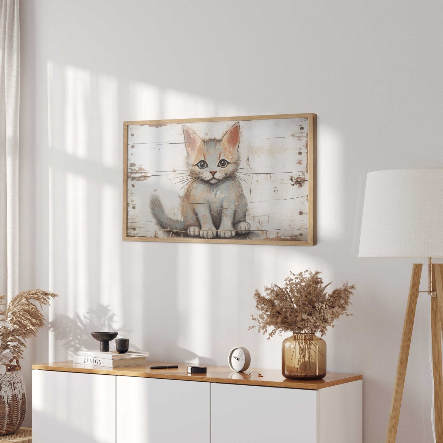 Cat Nursery Prints, Rustic Wall Decor, Vintage Animal Art - WildfieldPrints