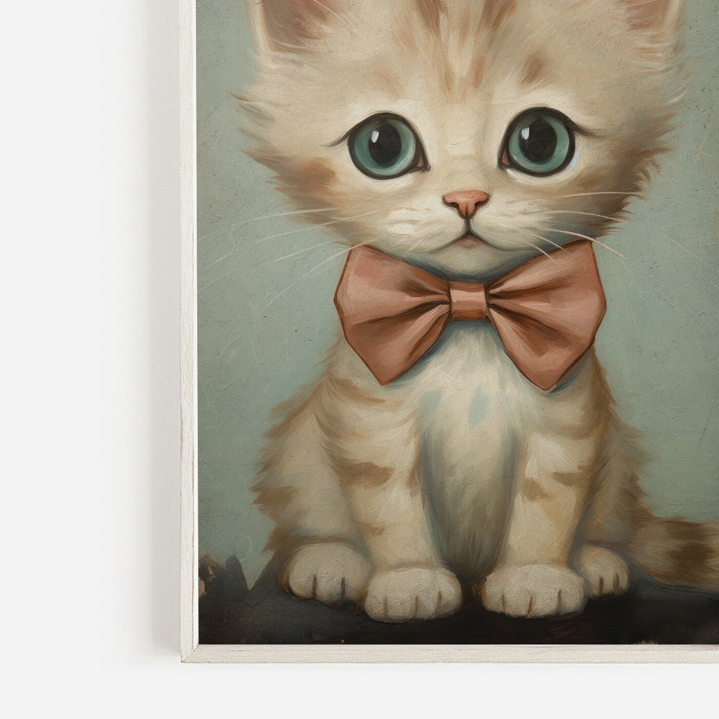 Cat Wall Art, Cute Kitten Painting, Vintage Nursery Decor - WildfieldPrints