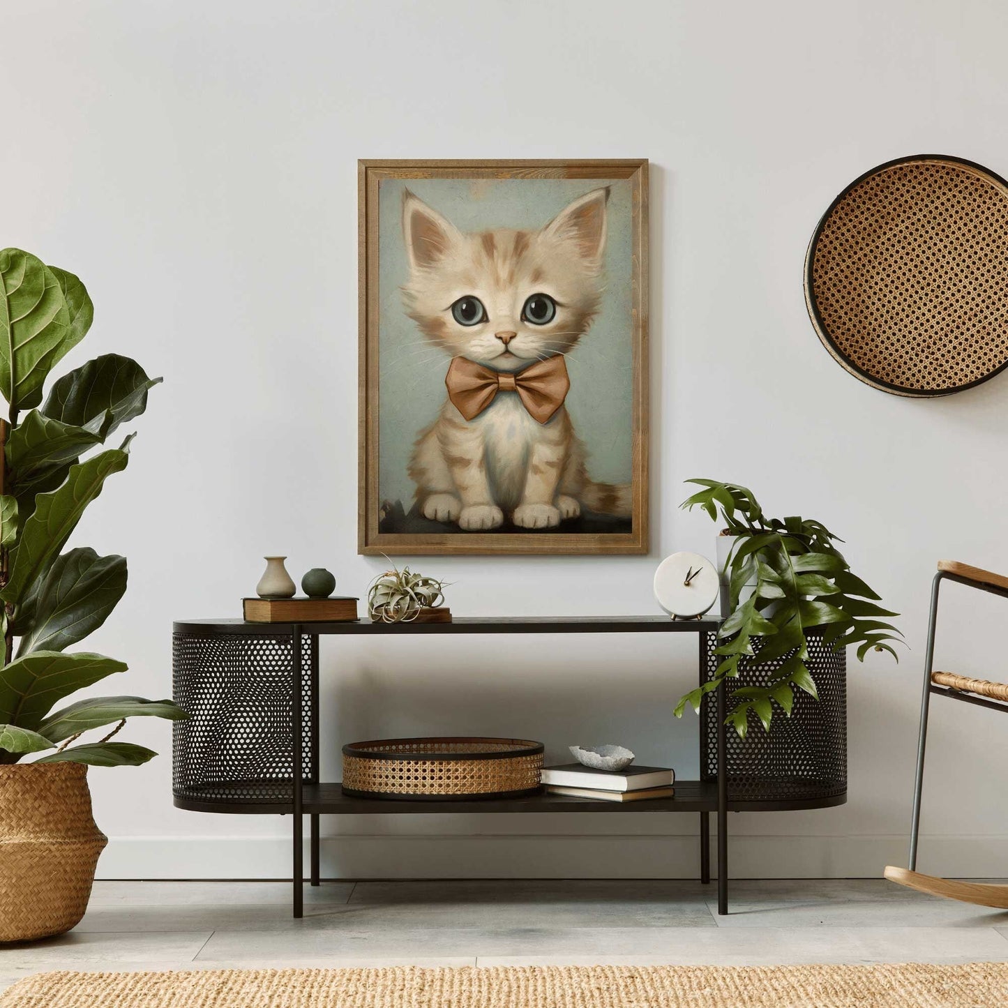 Cat Wall Art, Cute Kitten Painting, Vintage Nursery Decor - WildfieldPrints