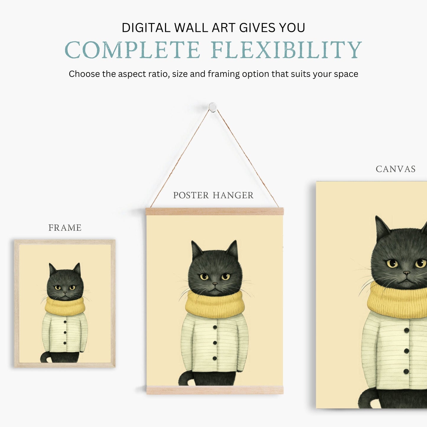 Cat Wall Art, Funny Prints for Kids Room, Retro Decor - WildfieldPrints