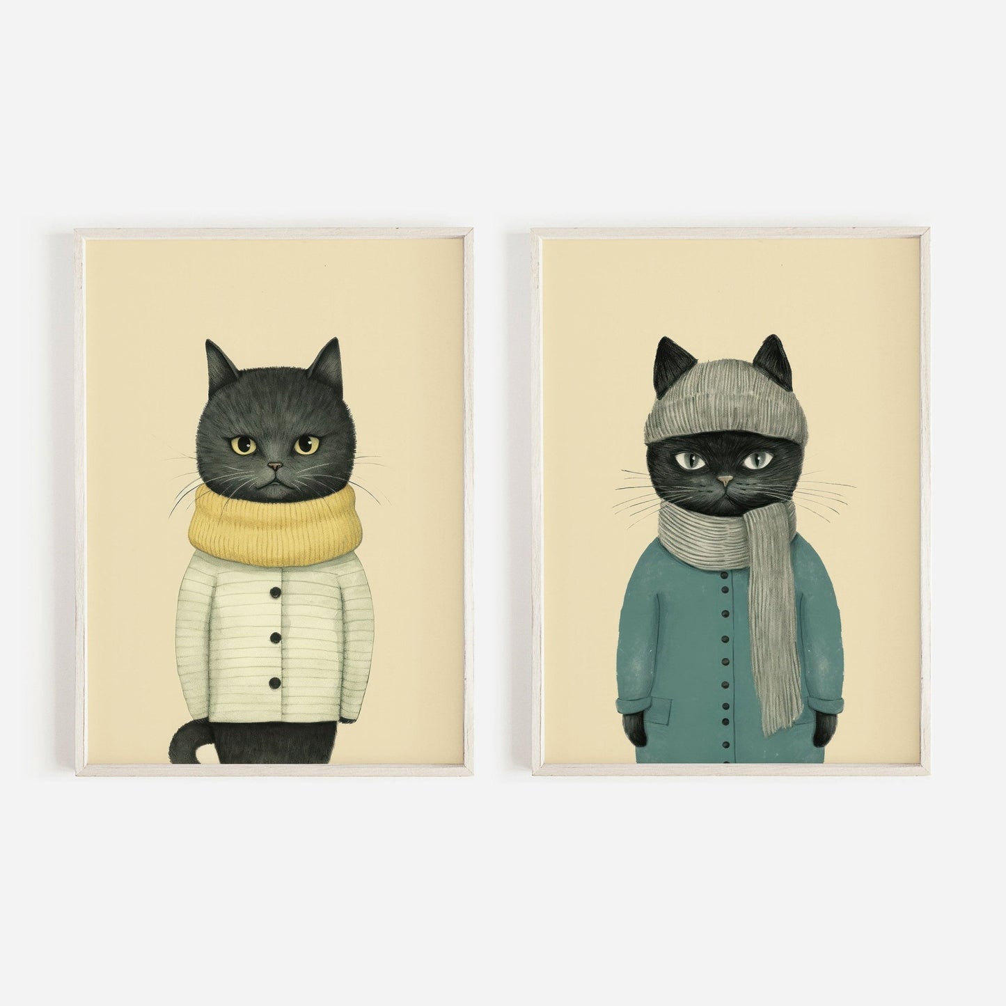Cat Wall Art, Funny Prints for Kids Room, Retro Decor - WildfieldPrints