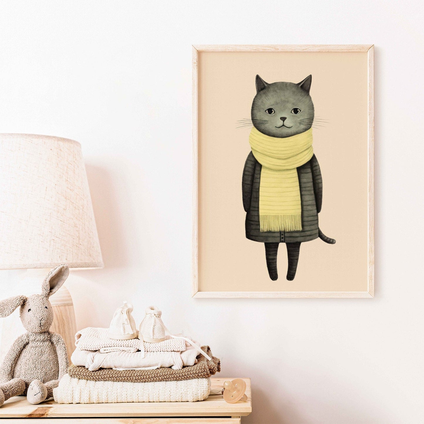 Cat Wall Art, Minimalist Print, Retro Kids Room Decor - WildfieldPrints