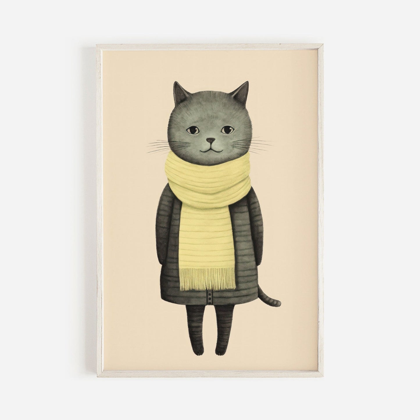 Cat Wall Art, Minimalist Print, Retro Kids Room Decor - WildfieldPrints
