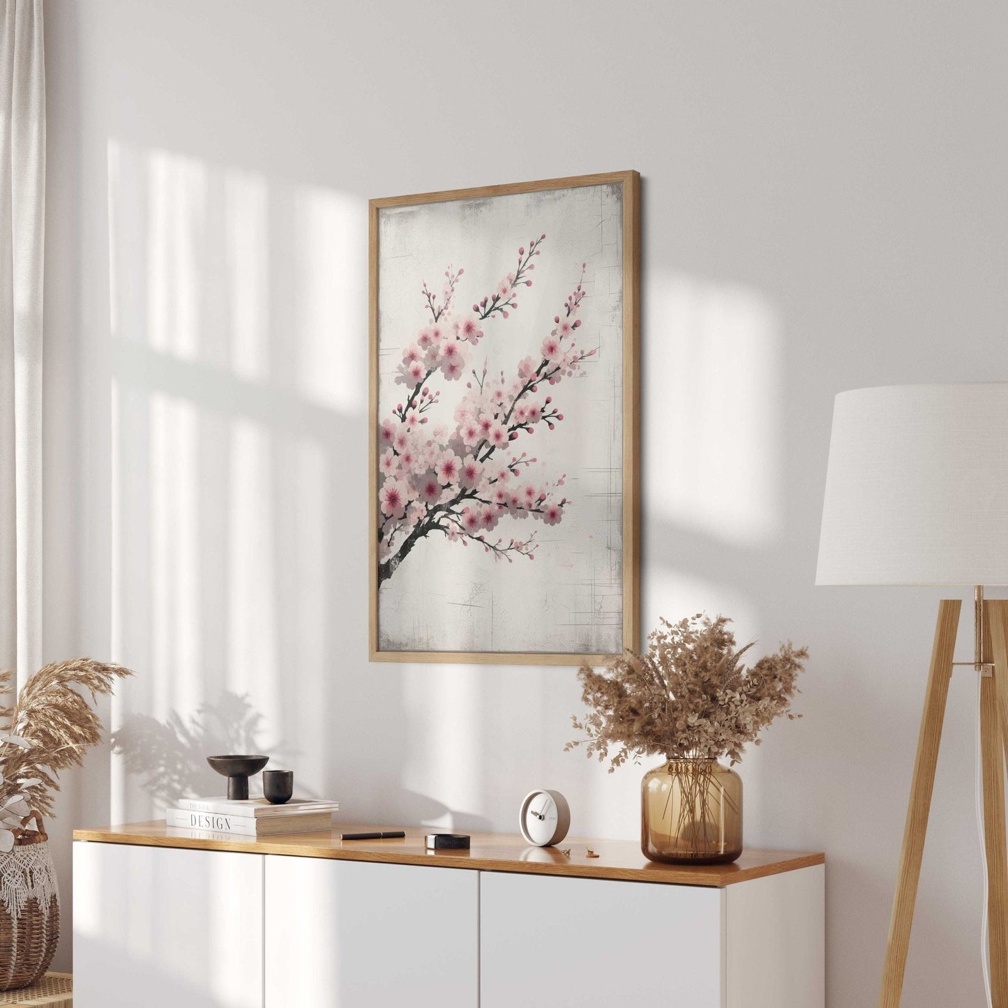 Cherry Blossom Art Print, Rustic Floral Wall Decor, Cherry Tree Branch - WildfieldPrints