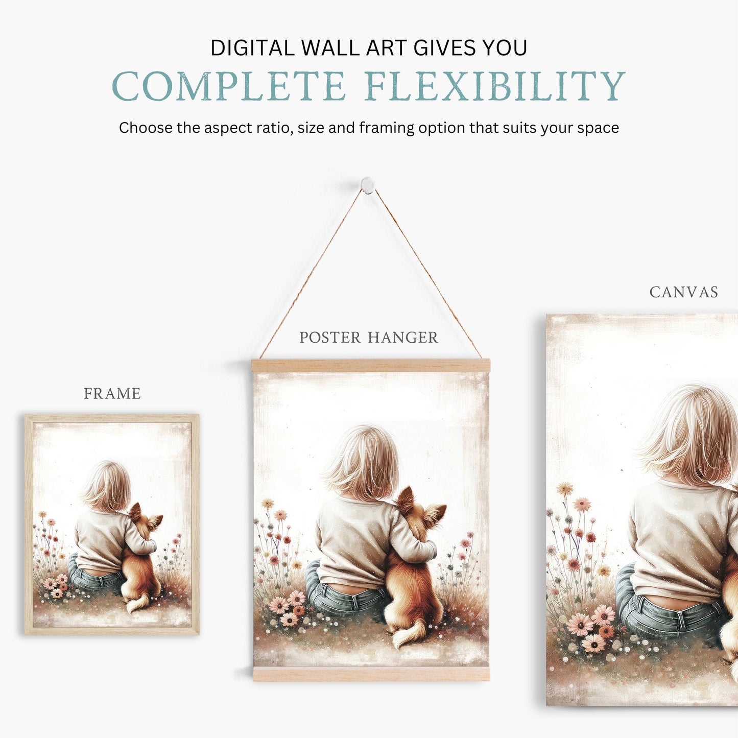 Chihuahua Nursery Decor, Girl & Dog Painting, Whimsical Wall Art - WildfieldPrints