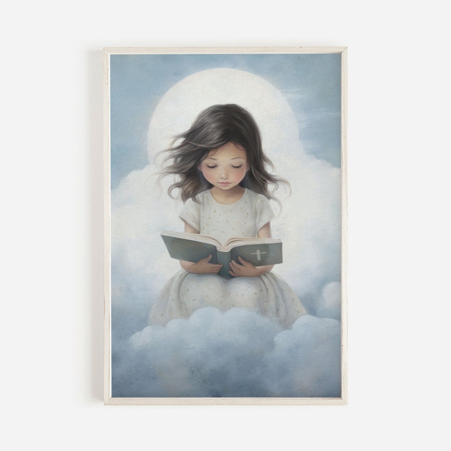 Christian Nursery Decor, Vintage Girl Reading Bible, Faith - Themed Art - WildfieldPrints