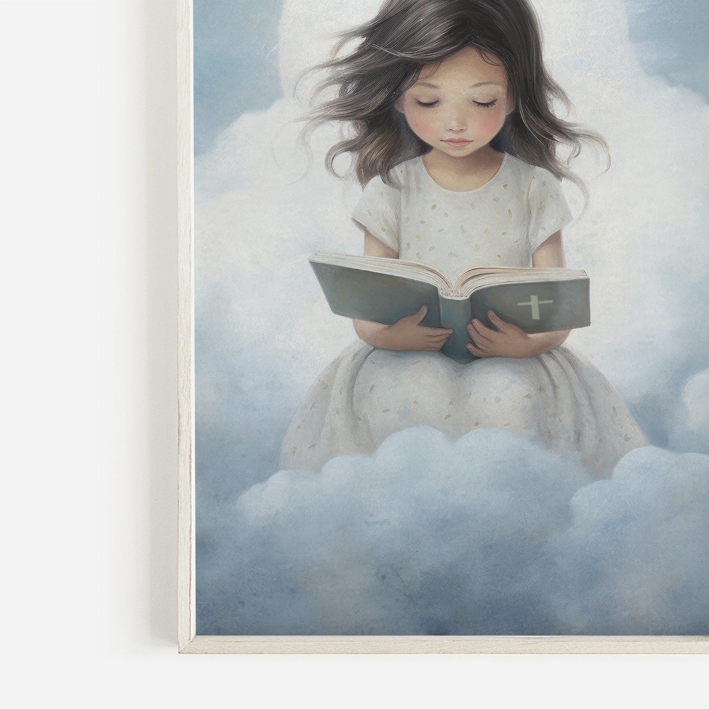 Christian Nursery Decor, Vintage Girl Reading Bible, Faith - Themed Art - WildfieldPrints