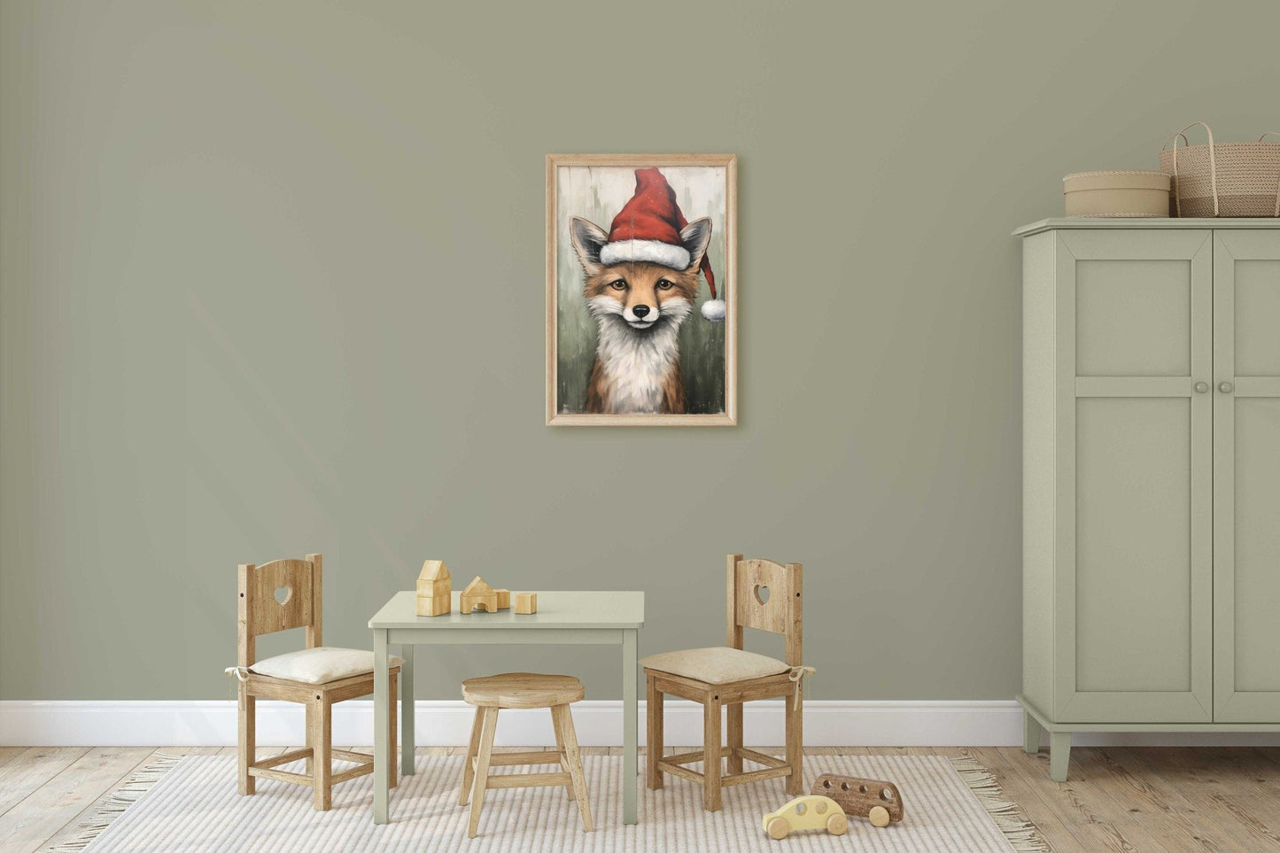 Christmas Animal Wall Art, Fox Nursery Decor, Kids Room Print - WildfieldPrints
