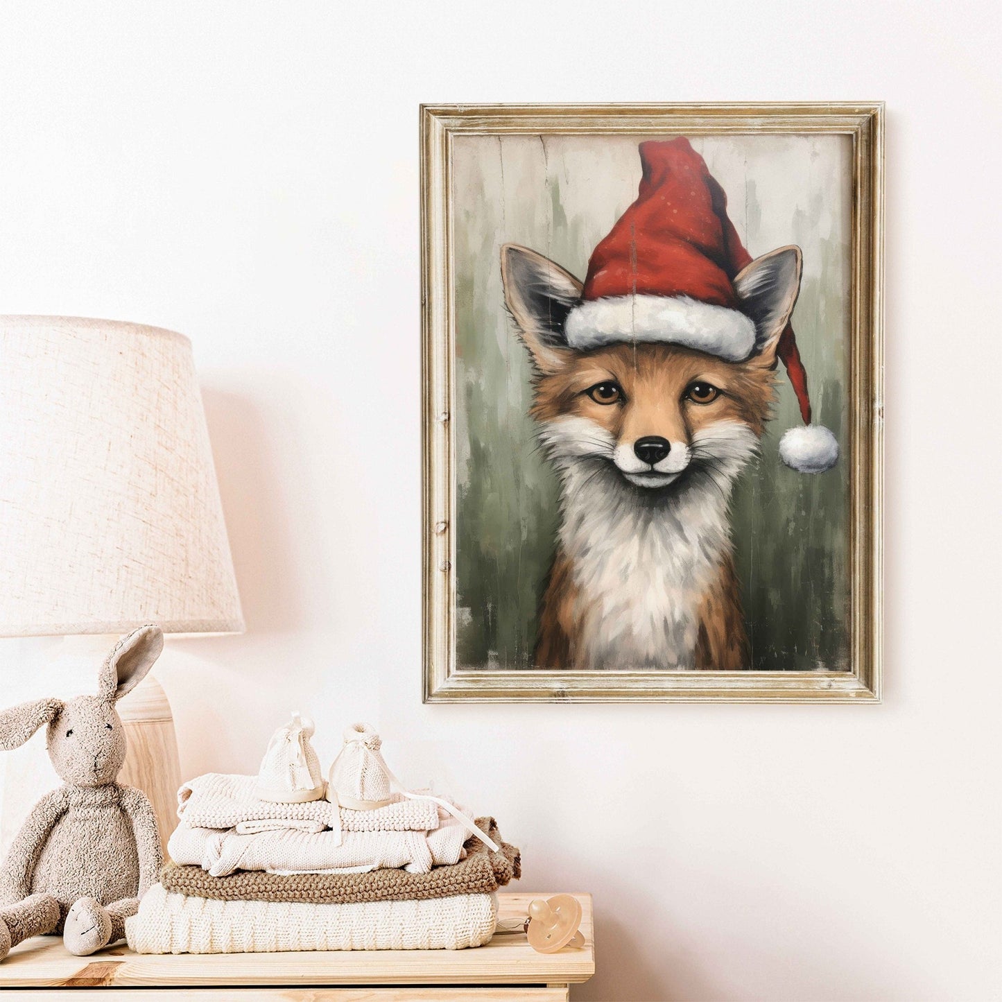 Christmas Animal Wall Art, Fox Nursery Decor, Kids Room Print - WildfieldPrints