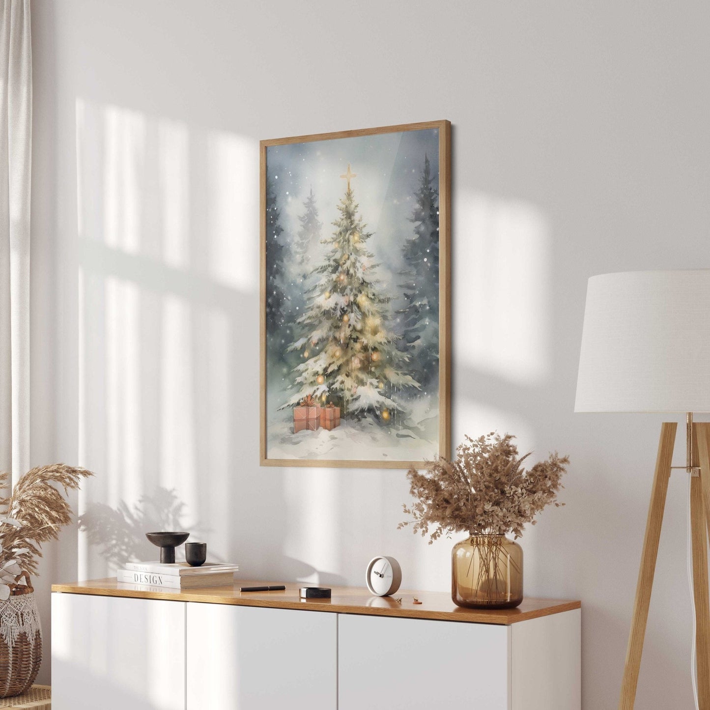 Christmas Tree Art, Vintage Holiday Decor, Rustic Xmas Wall Decor - WildfieldPrints