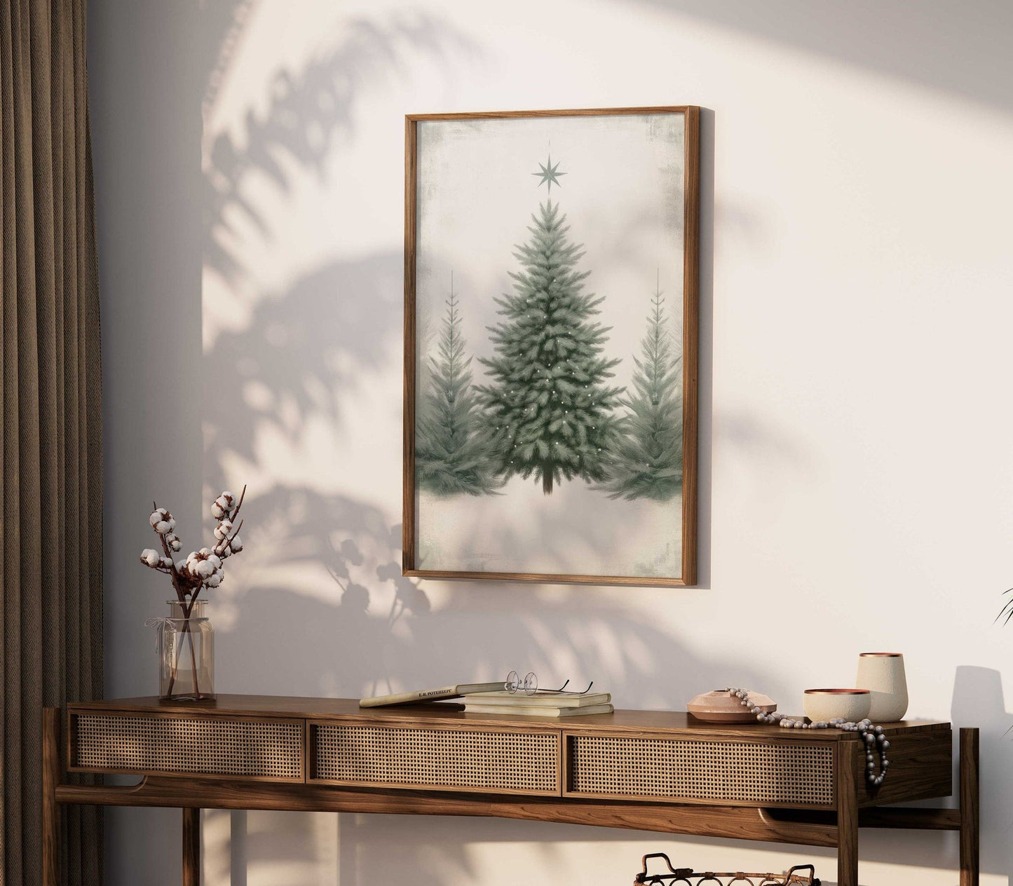 Christmas Tree Print, Rustic Wall Art, Vintage Holiday Decor - WildfieldPrints