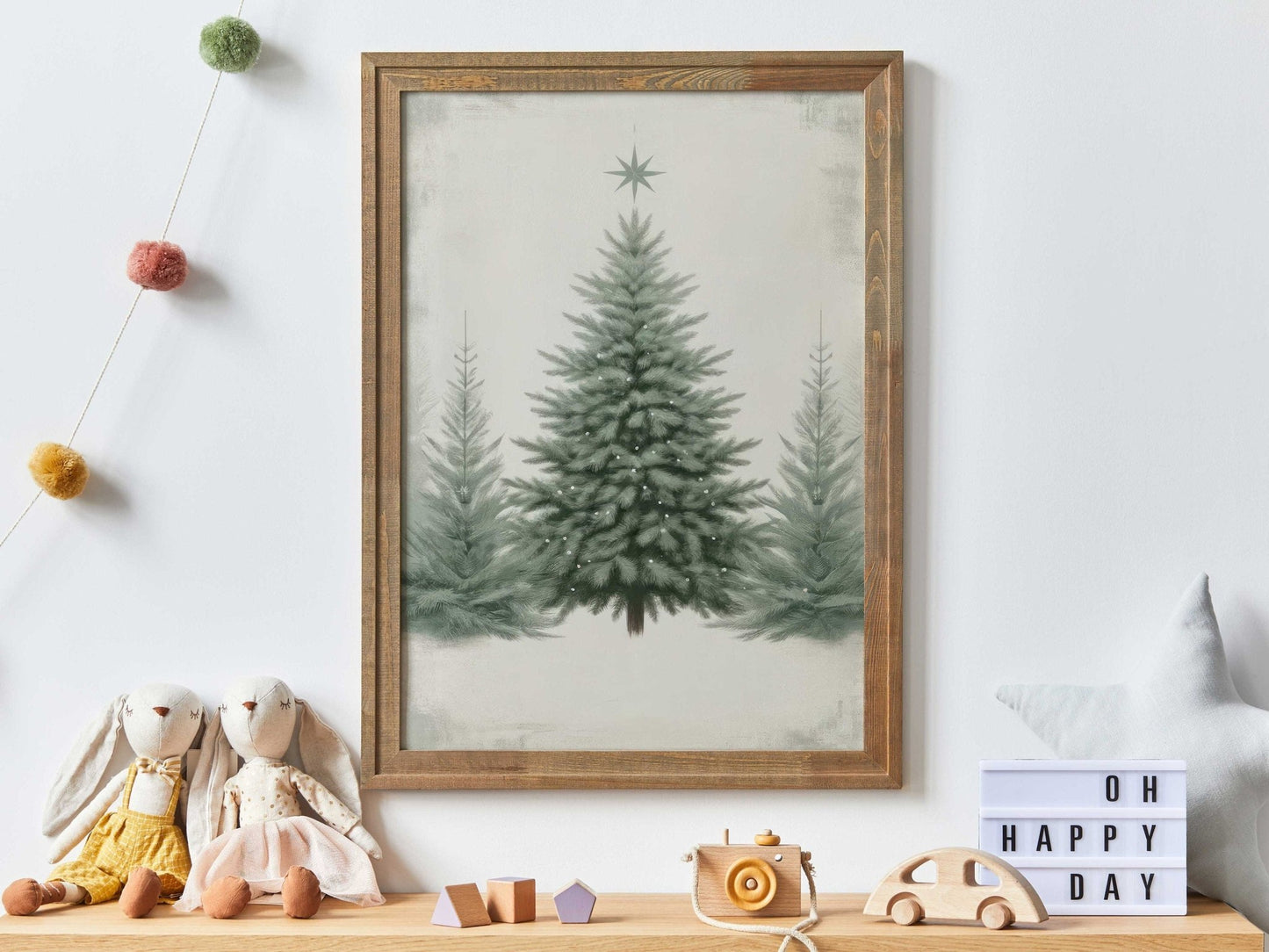 Christmas Tree Print, Rustic Wall Art, Vintage Holiday Decor - WildfieldPrints