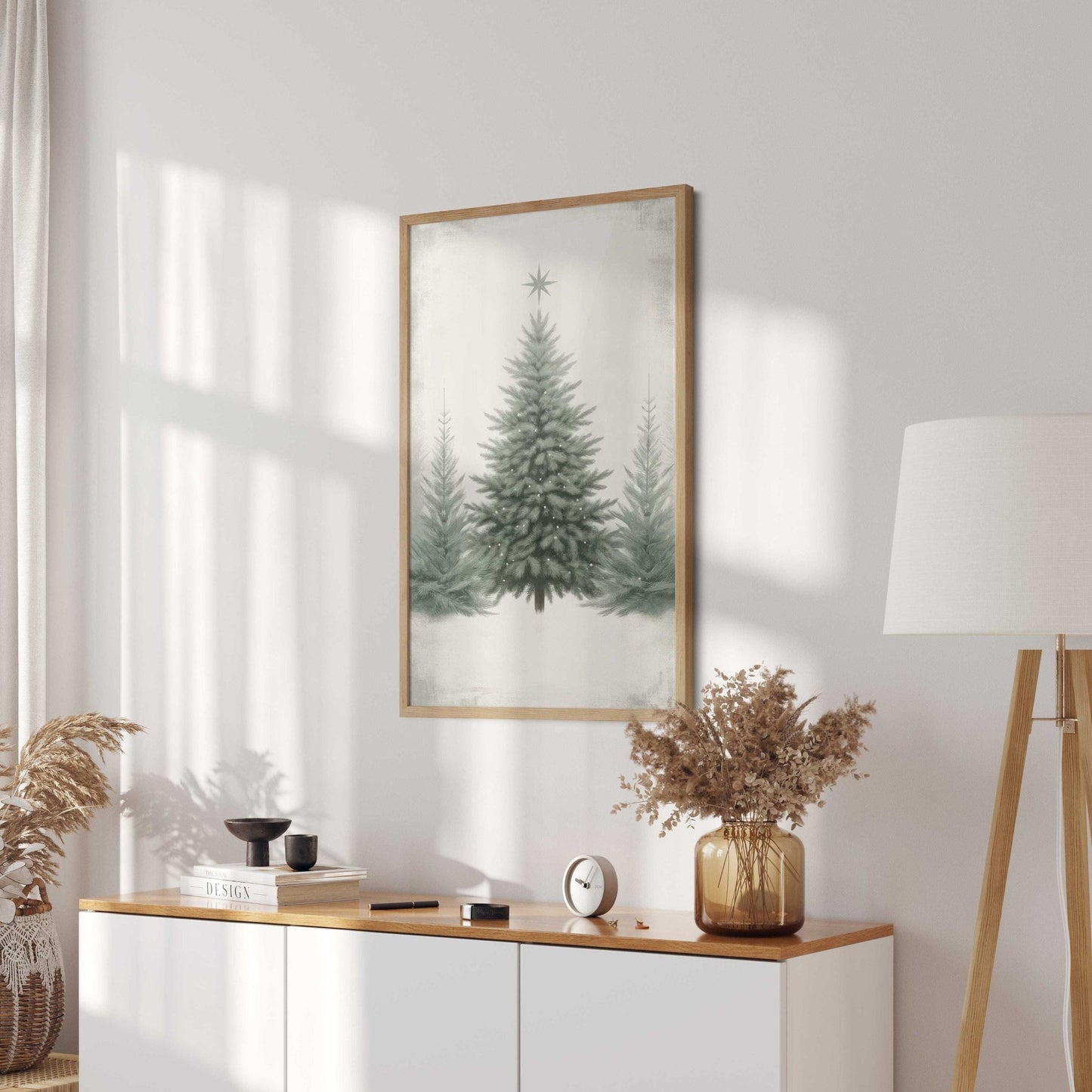 Christmas Tree Print, Rustic Wall Art, Vintage Holiday Decor - WildfieldPrints