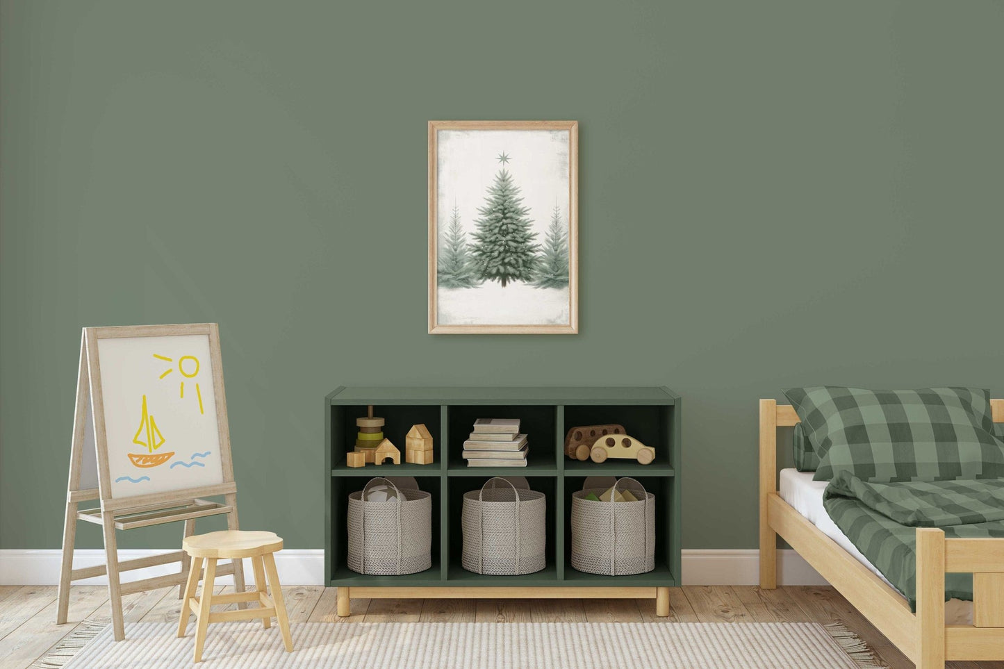 Christmas Tree Print, Rustic Wall Art, Vintage Holiday Decor - WildfieldPrints
