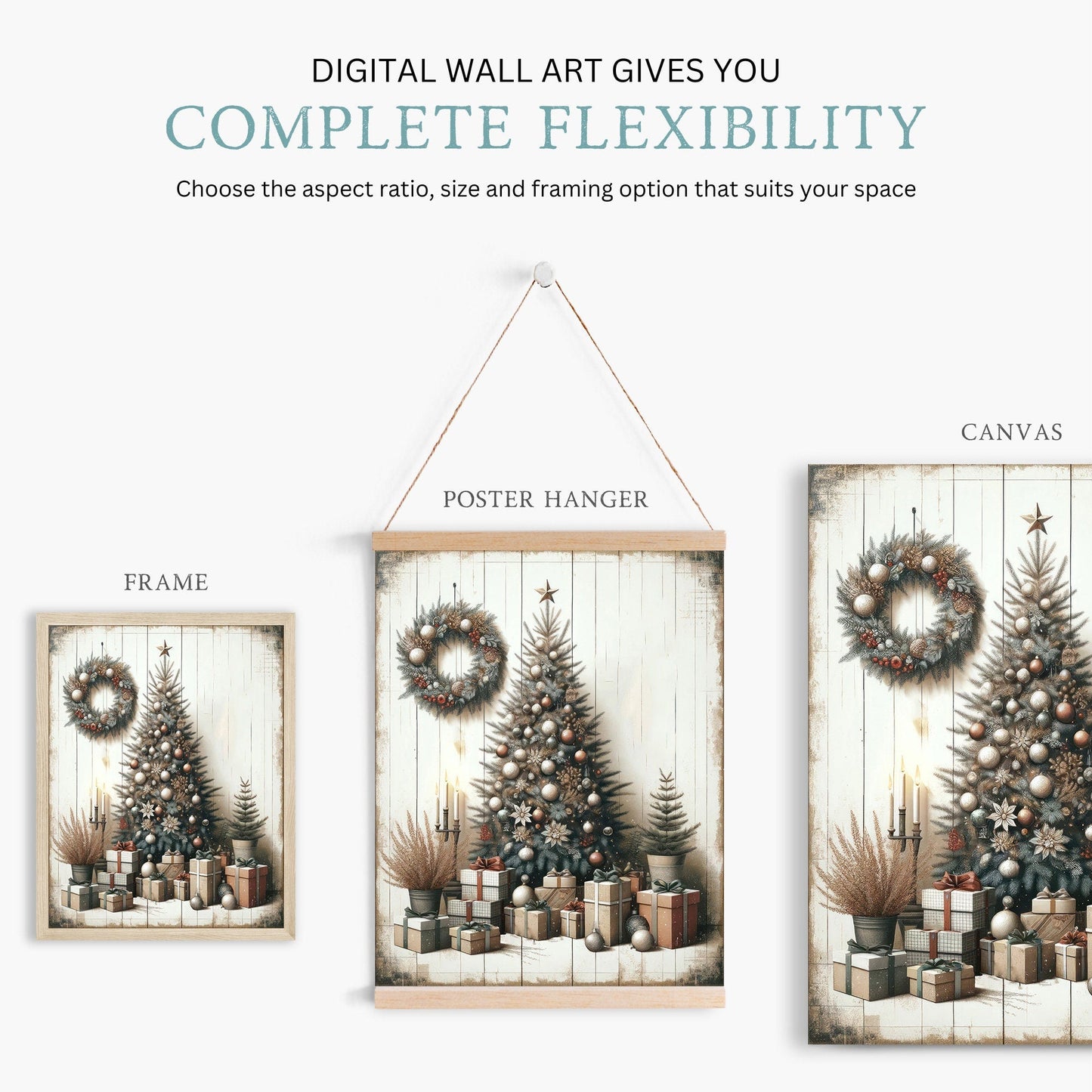 Christmas Tree Wall Art, Rustic Holiday Decor, Kids Room Print - WildfieldPrints