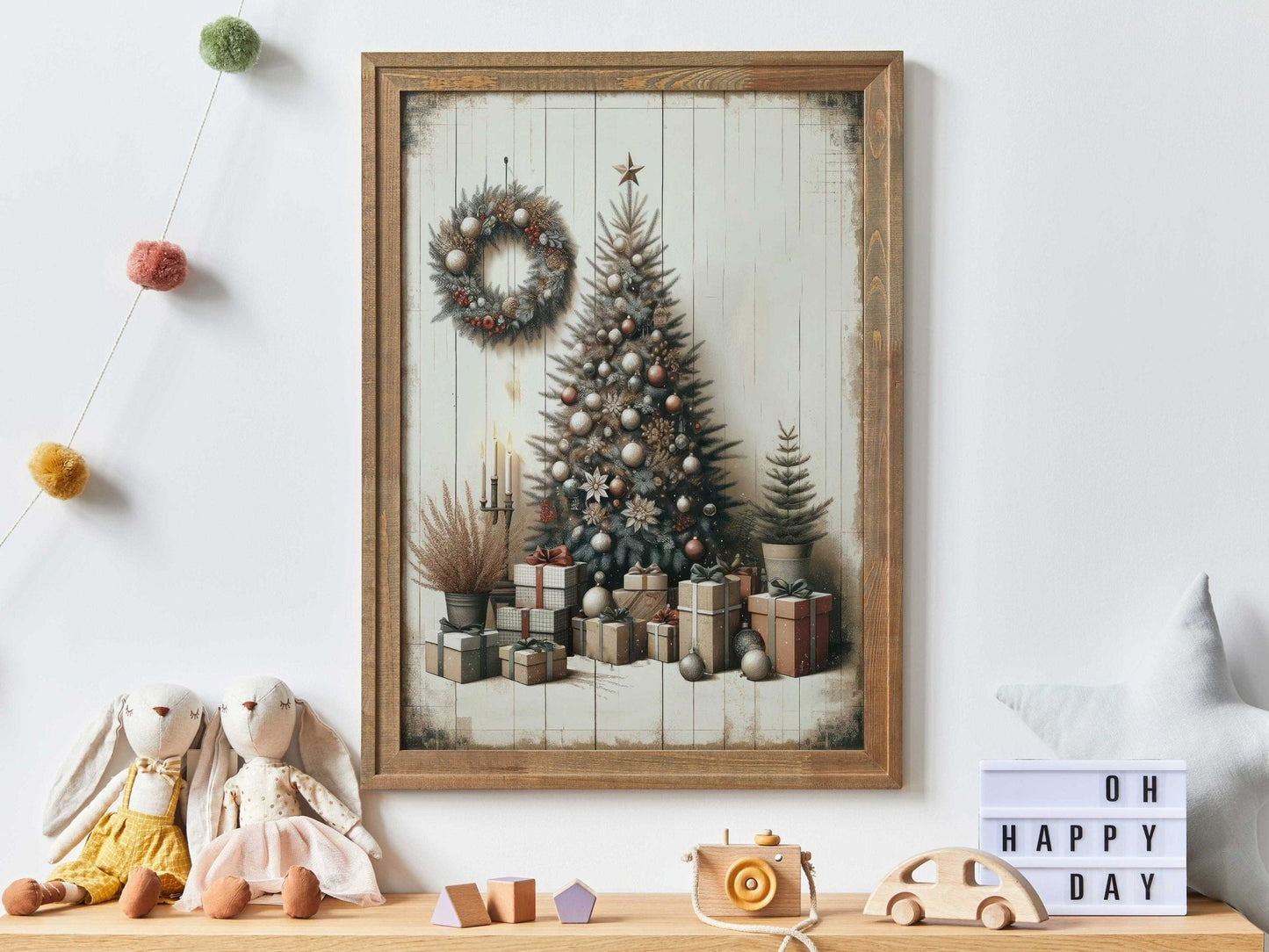 Christmas Tree Wall Art, Rustic Holiday Decor, Kids Room Print - WildfieldPrints