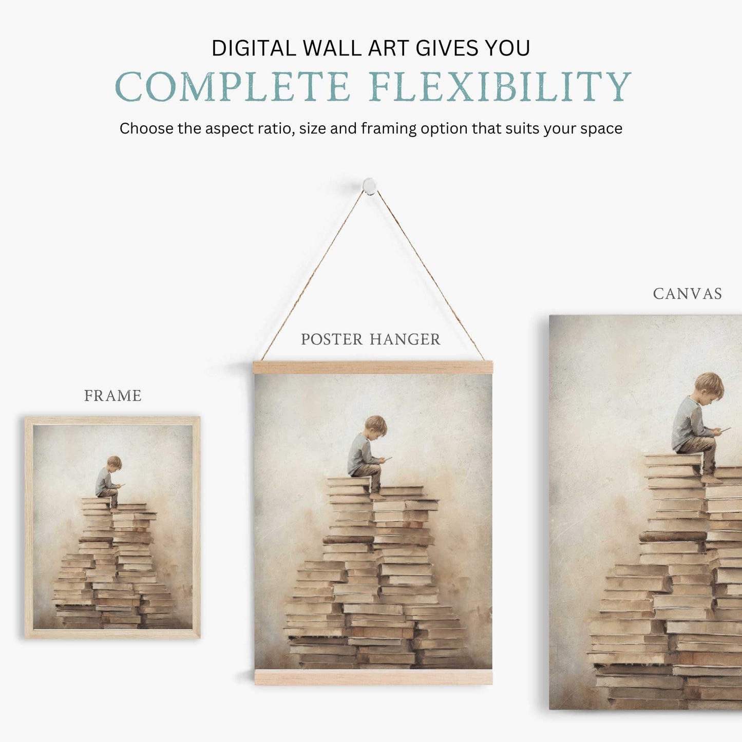 Classroom Reading Wall Art, Boy's Study Room Decor, Inspire Learning - WildfieldPrints