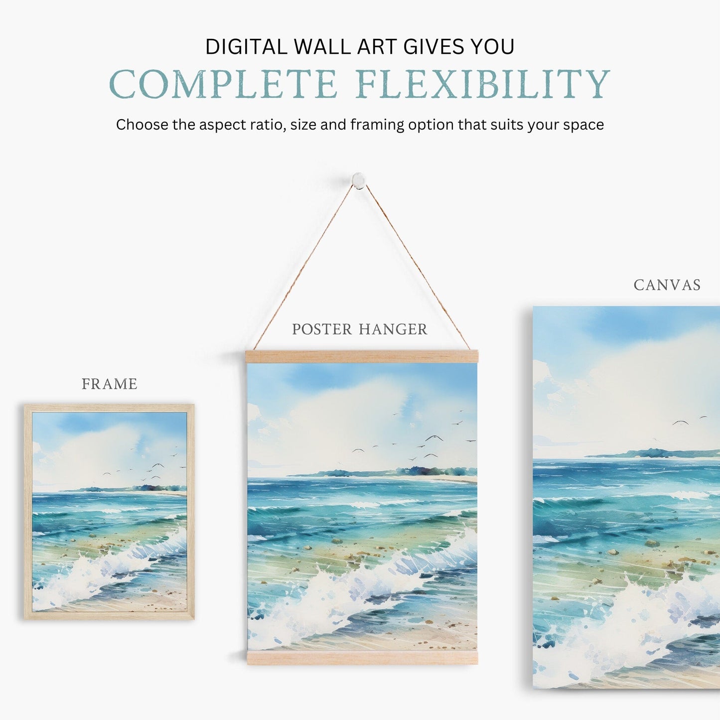 Coastal Ocean Art, Beach Home Decor, Vibrant Wall Prints - WildfieldPrints