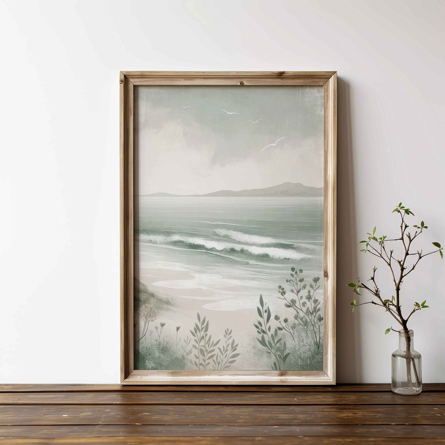 Coastal Sea Painting, Beach Home Decor, Ocean Wall Art - WildfieldPrints