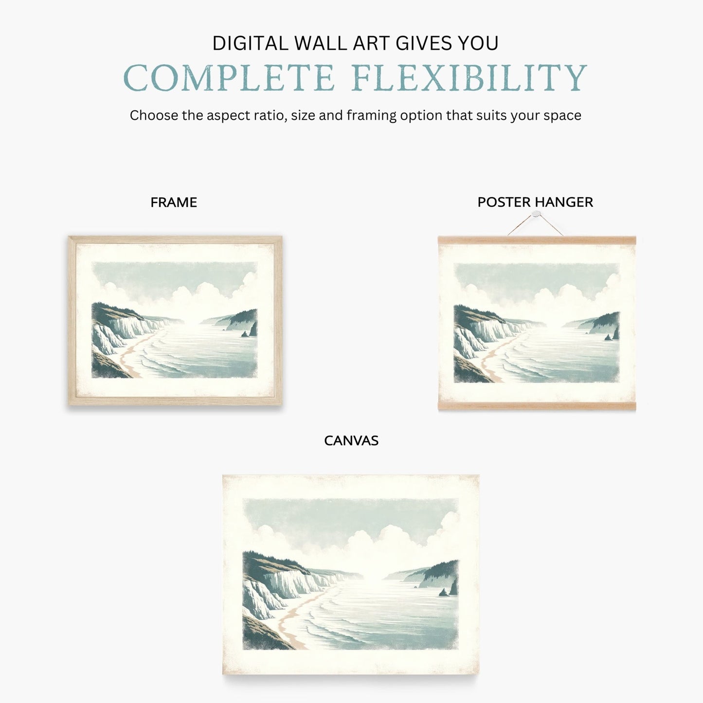 Coastal Wall Art, Cliffed Coast Decor, Vintage Nature Print - WildfieldPrints