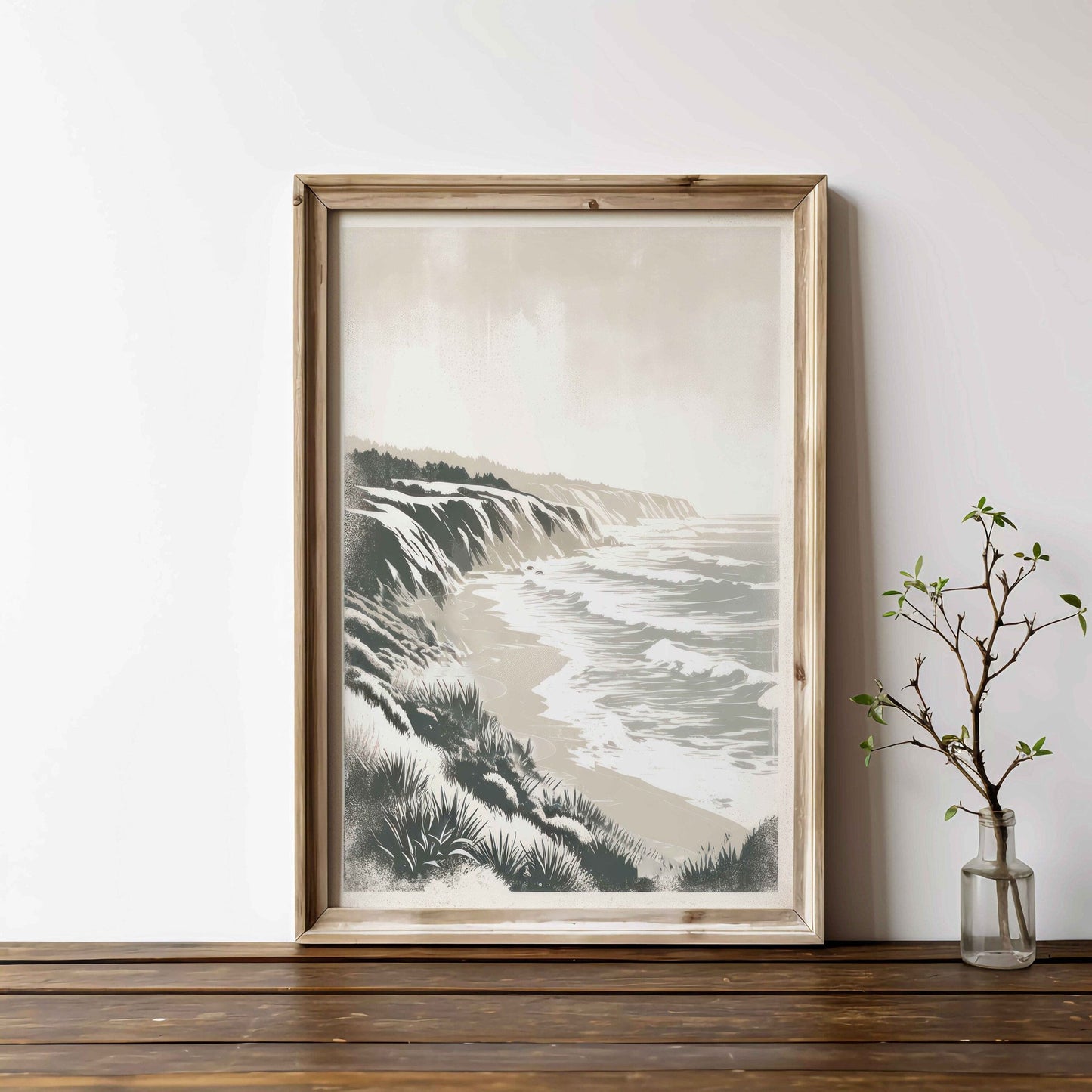 Coastal Wall Art, Cliffed Coast Print, Vintage Seaside Decor - WildfieldPrints