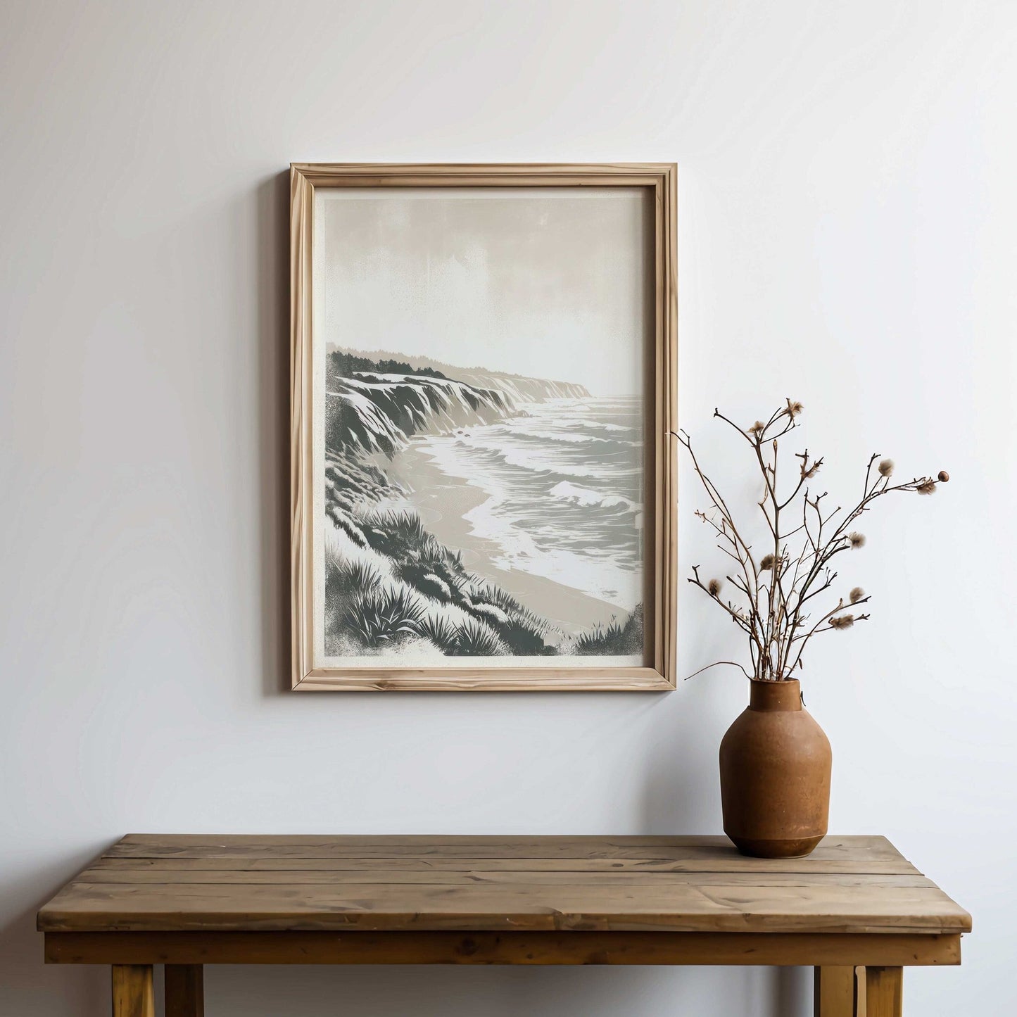 Coastal Wall Art, Cliffed Coast Print, Vintage Seaside Decor - WildfieldPrints